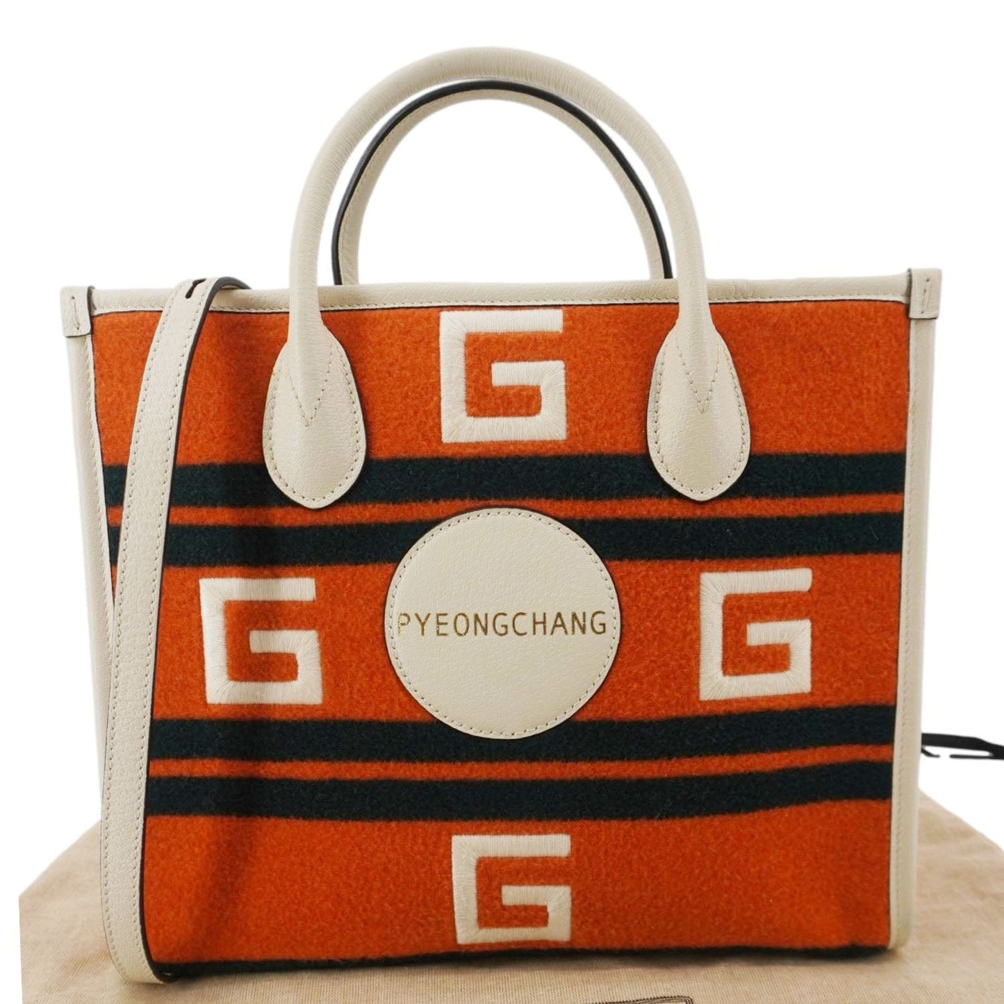 GUCCI Pyeongchang Wool Tote Shoulder Bag Orange 675888