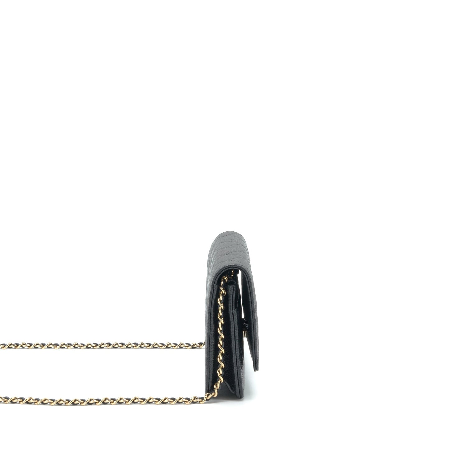 Chanel 22S Detailed Logo Wallet On Chain Caviar Black L