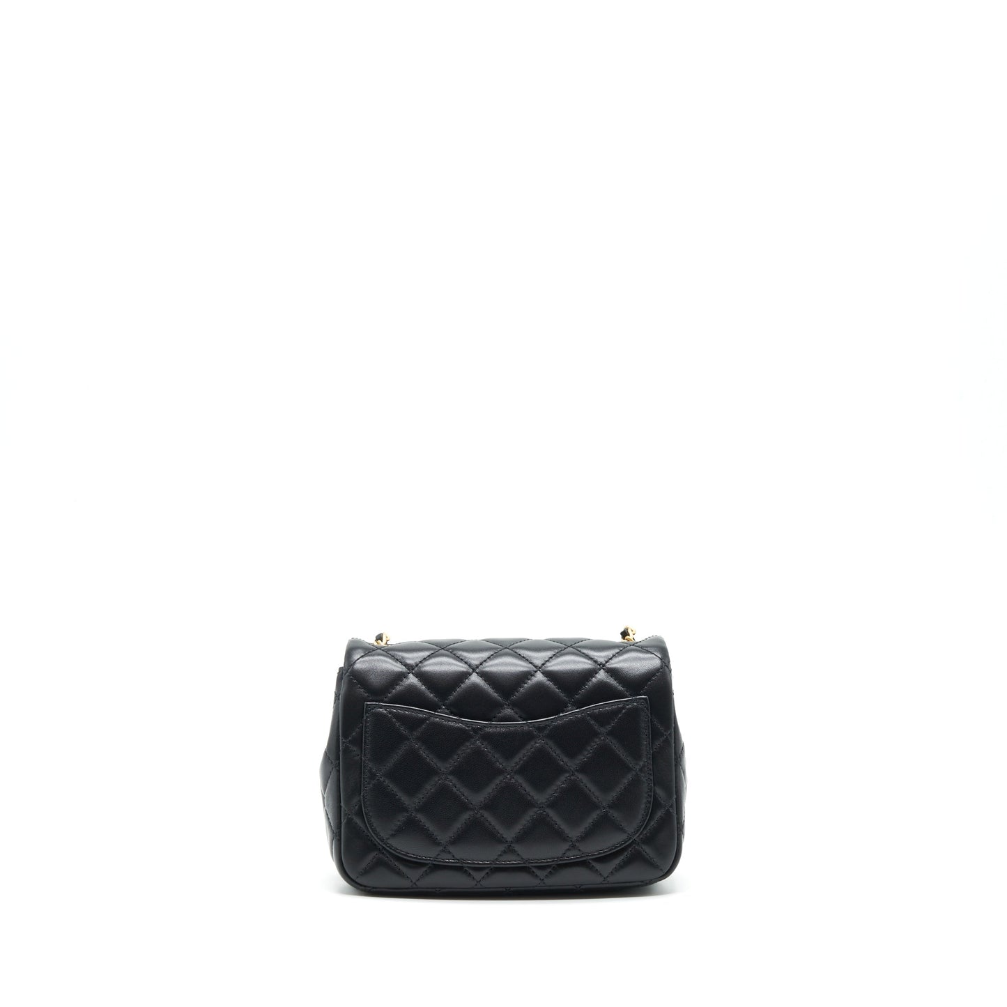 Chanel 22C Pearl Crush Mini Square Flap Bag Lambskin Black