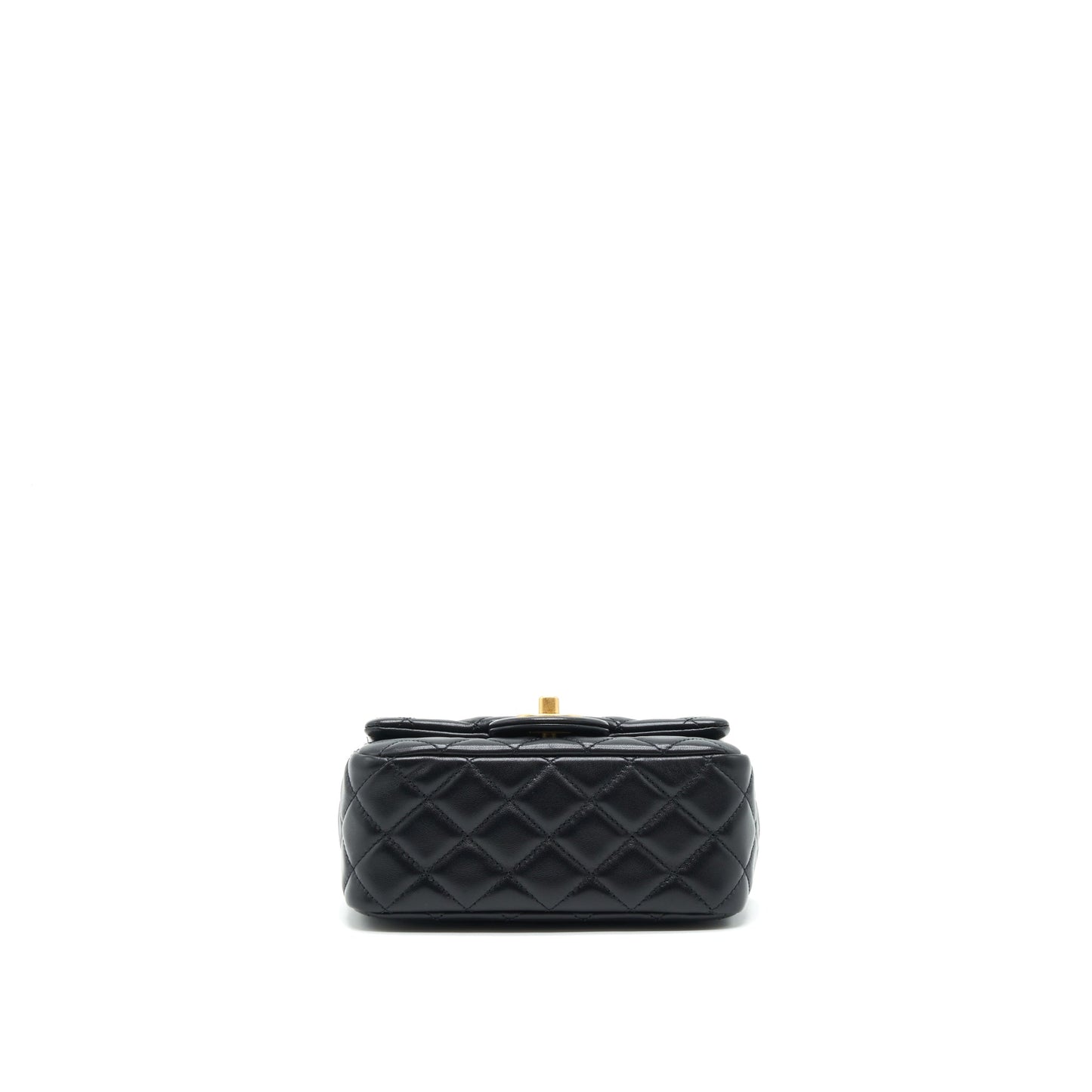 Chanel 22C Pearl Crush Mini Square Flap Bag Lambskin Black