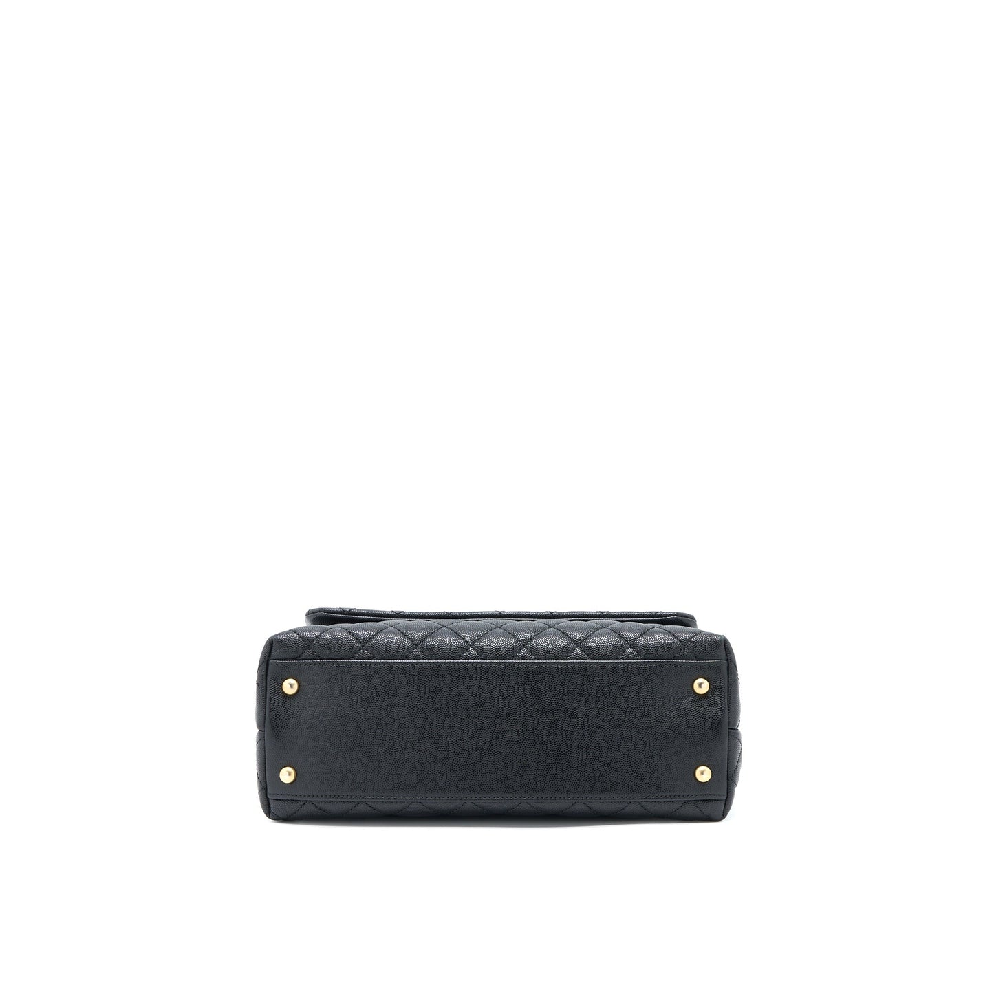 Chanel Medium Coco Handle Caviar with Lizard Handle Black Brushed