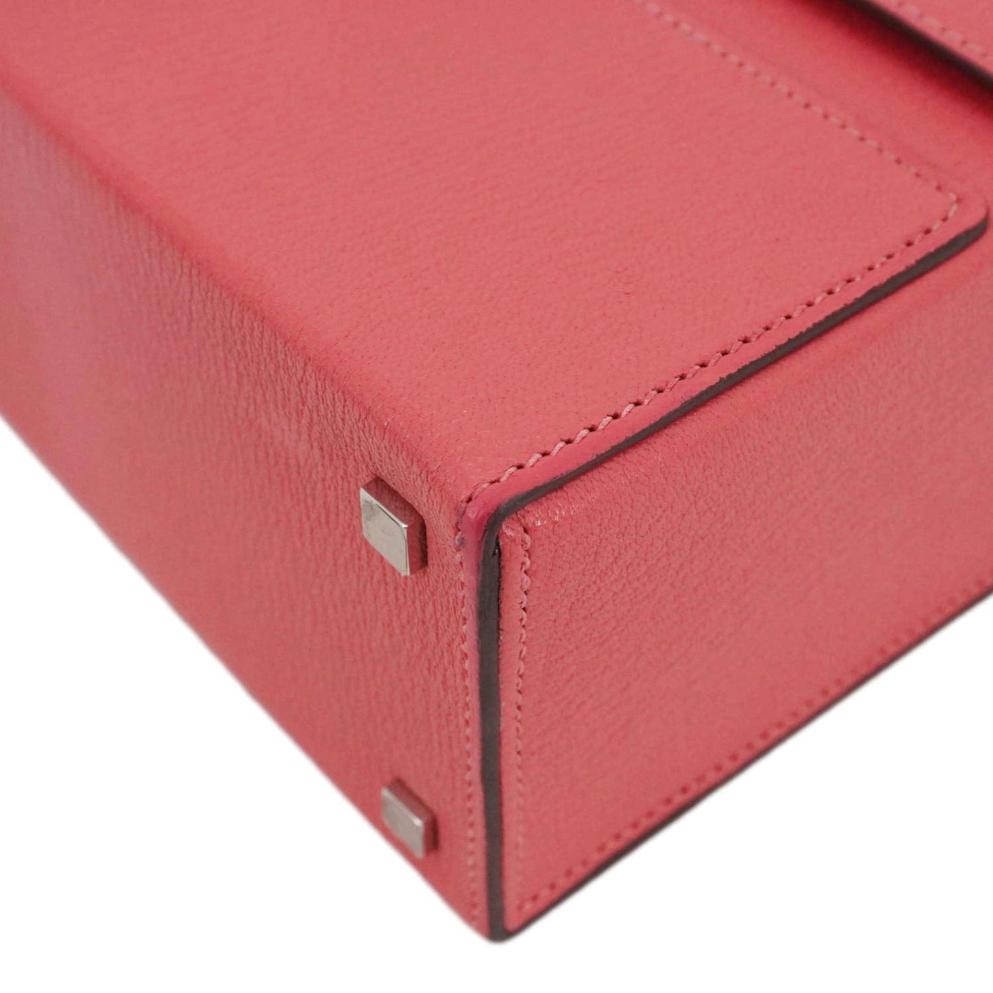 HERMES Cinhetic Boxy Leather Top Handle Shoulder Bag Pink