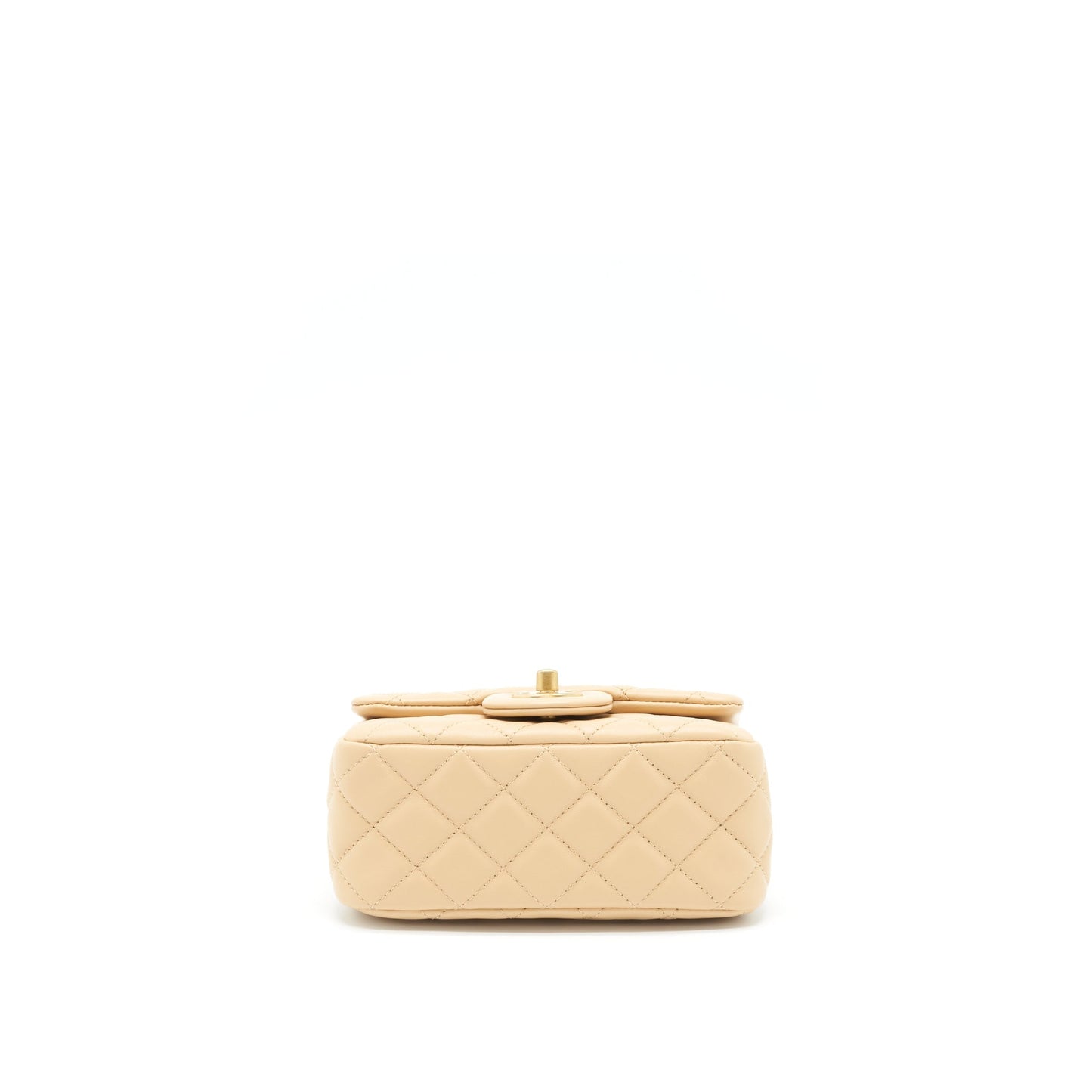 Chanel 22C Pearl Crush Mini Square Flap Bag Lambskin Beige
