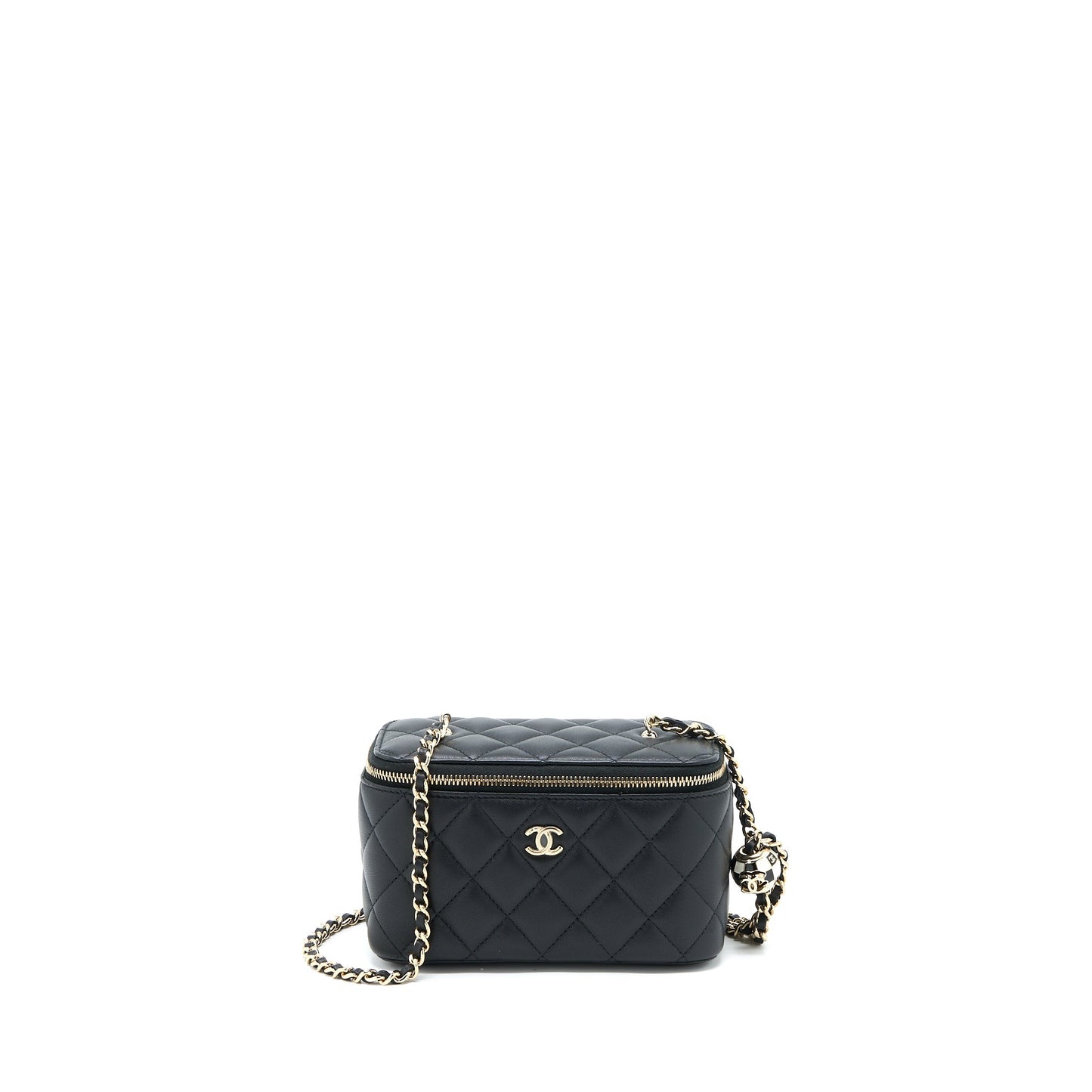 Chanel 23C Pearl Crush Long Vanity Lambskin Black L (Microchip)