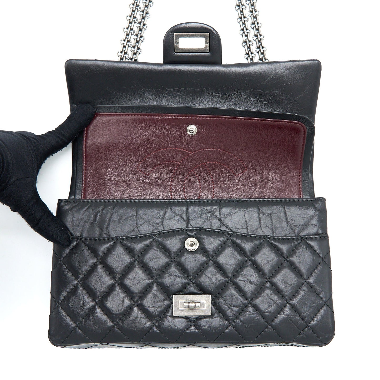 Chanel Small 2.55 225 Reissue Flap Bag Aged Calfskin Black Ruthenium