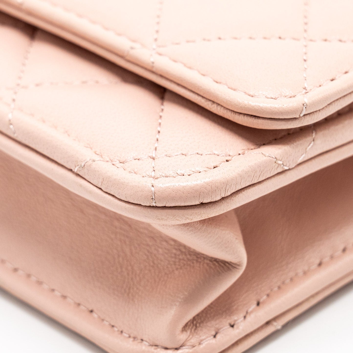 CHANEL Trendy CC Quilted Wallet On Chain Lambskin Light Pink L (microchip)