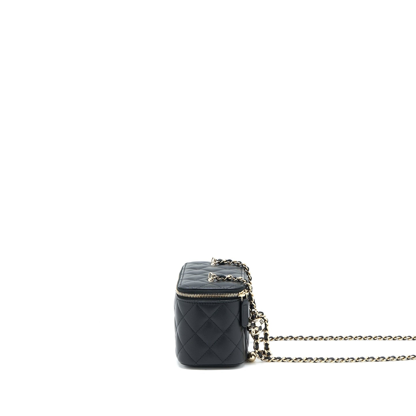 Chanel 23C Pearl Crush Long Vanity Lambskin Black L (Microchip)
