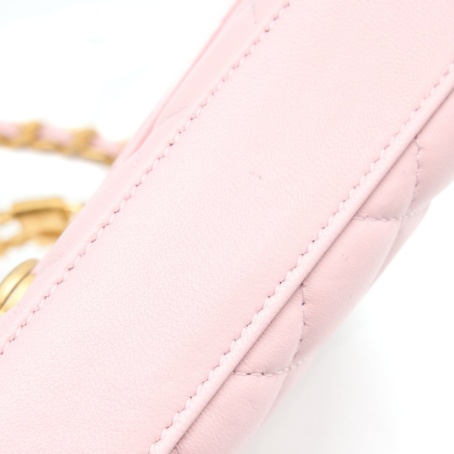 Chanel 22B Flap Bag Enamel/CC Logo Top Handle Lambskin NJ523 Light Pink Brushed