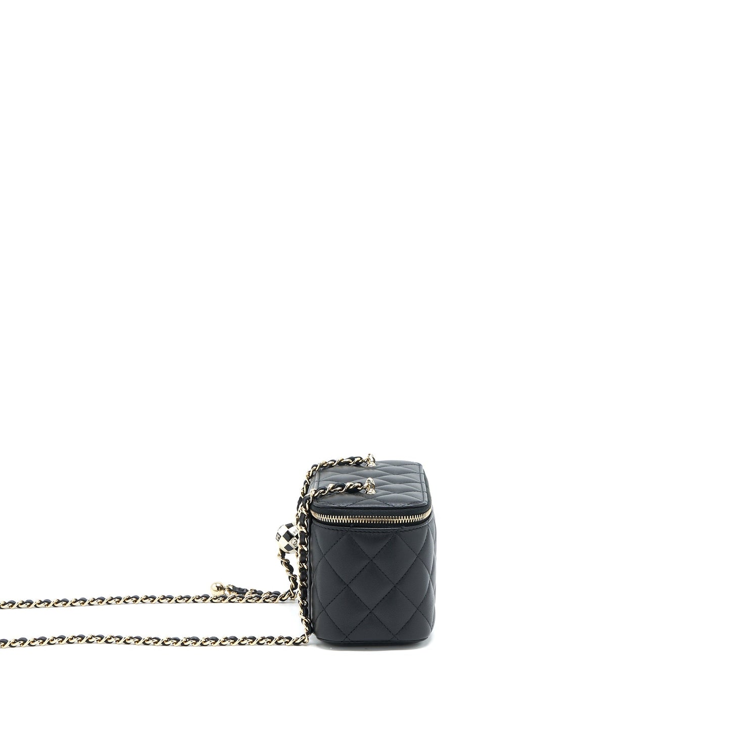 Chanel 23C Pearl Crush Long Vanity Lambskin Black L (Microchip)