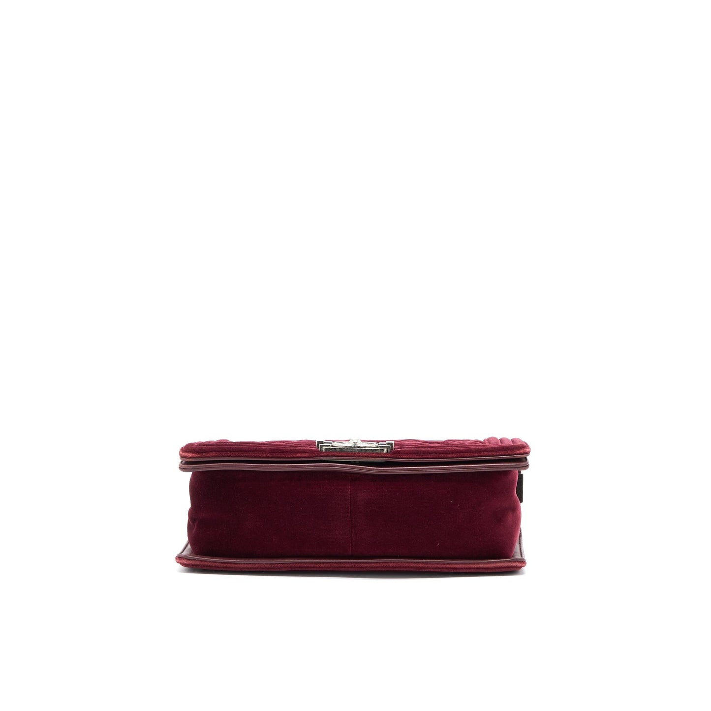 Chanel Medium Boy Bag Velvet Dark Red Ruthenium