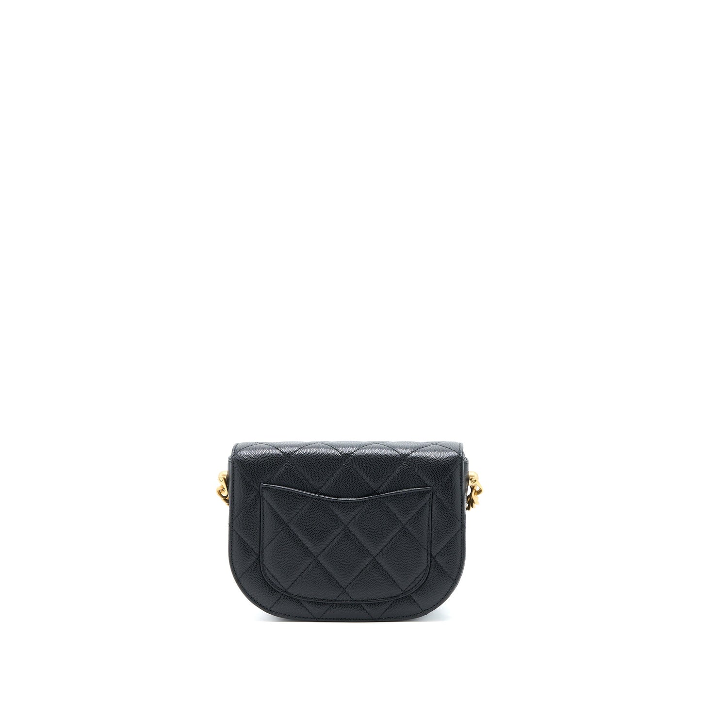 Chanel 22B Round Messenger Bag Grained Calfskin Black Brushed  (Microchip)