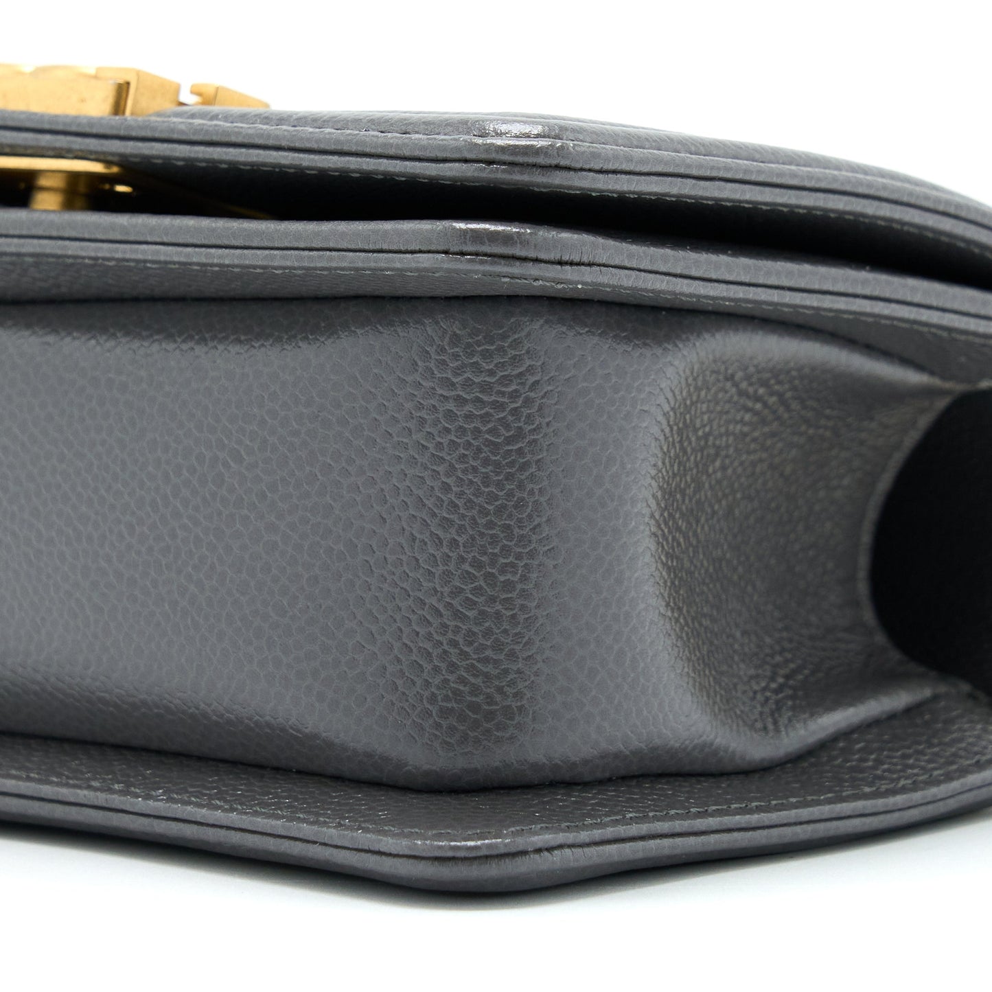 Chanel Mini Boy Bag Caviar Grey Brushed  (Microchip)