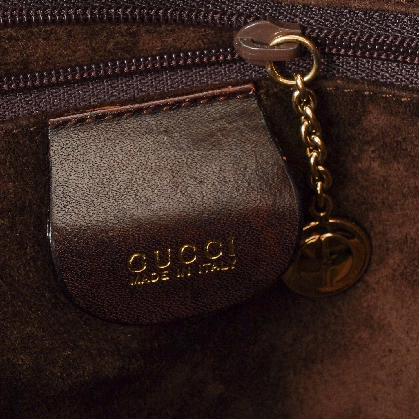 Gucci Brown Woven Leather Bamboo Top Handle Bag