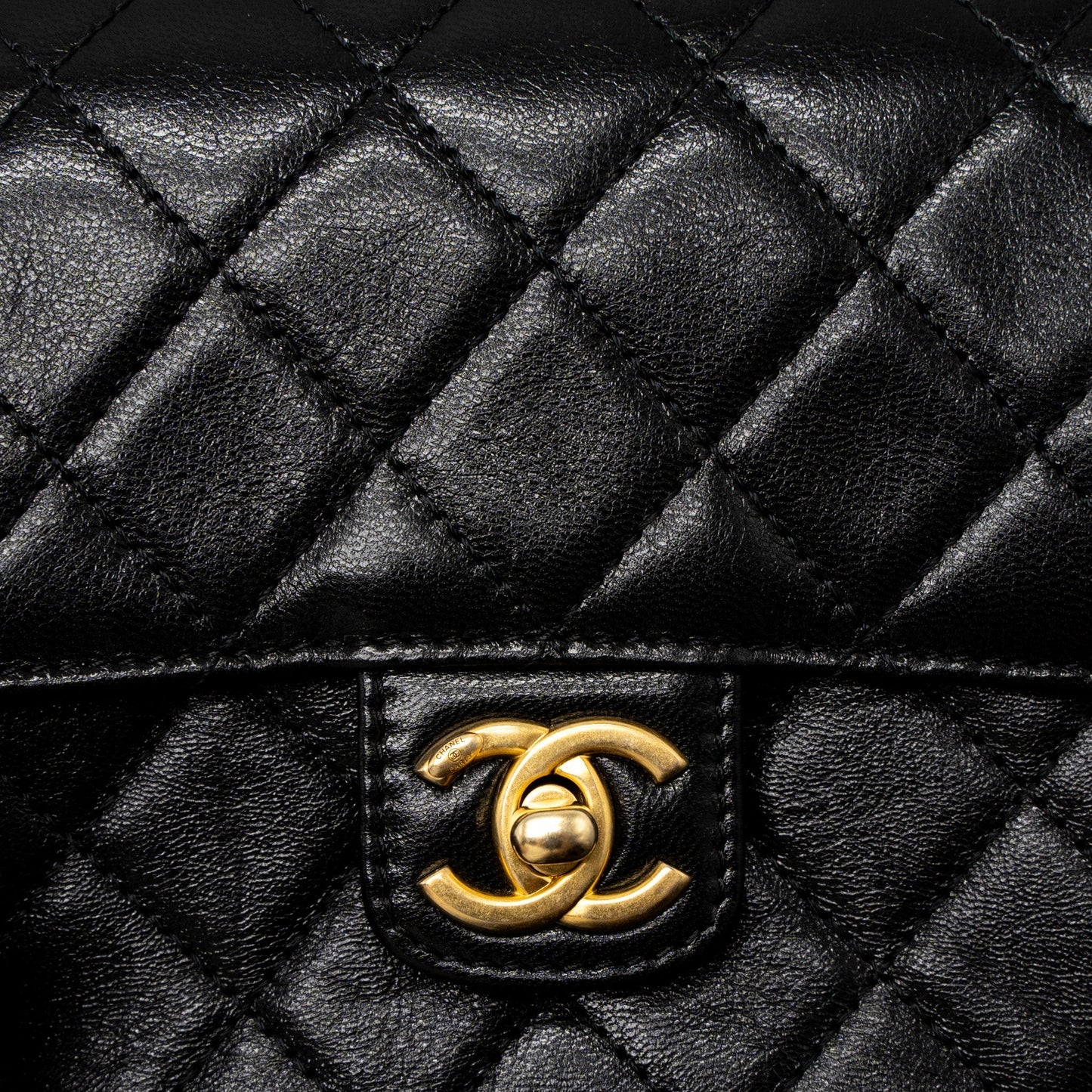 Chanel 22K Retro New Classic Square Mini Flap Bag Goatskin Black Brushed  (Microchip)