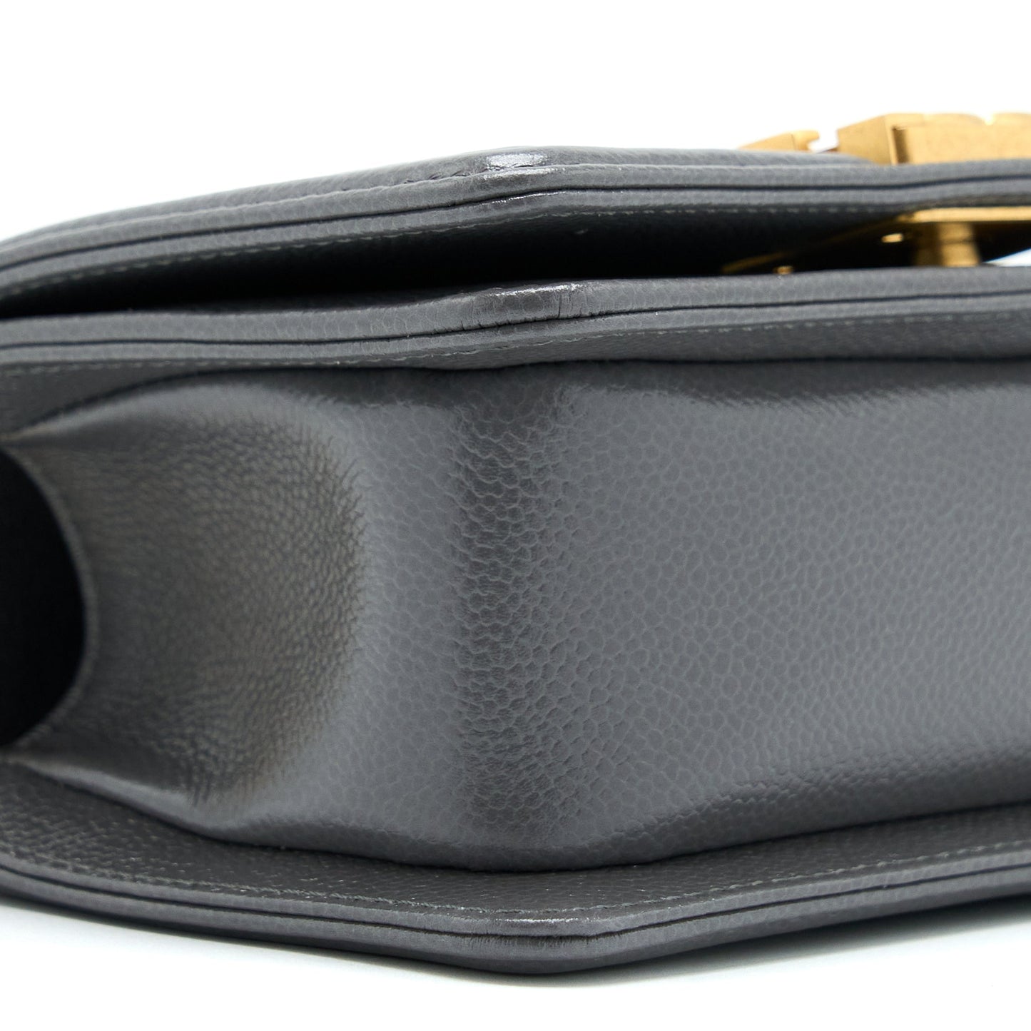 Chanel Mini Boy Bag Caviar Grey Brushed  (Microchip)