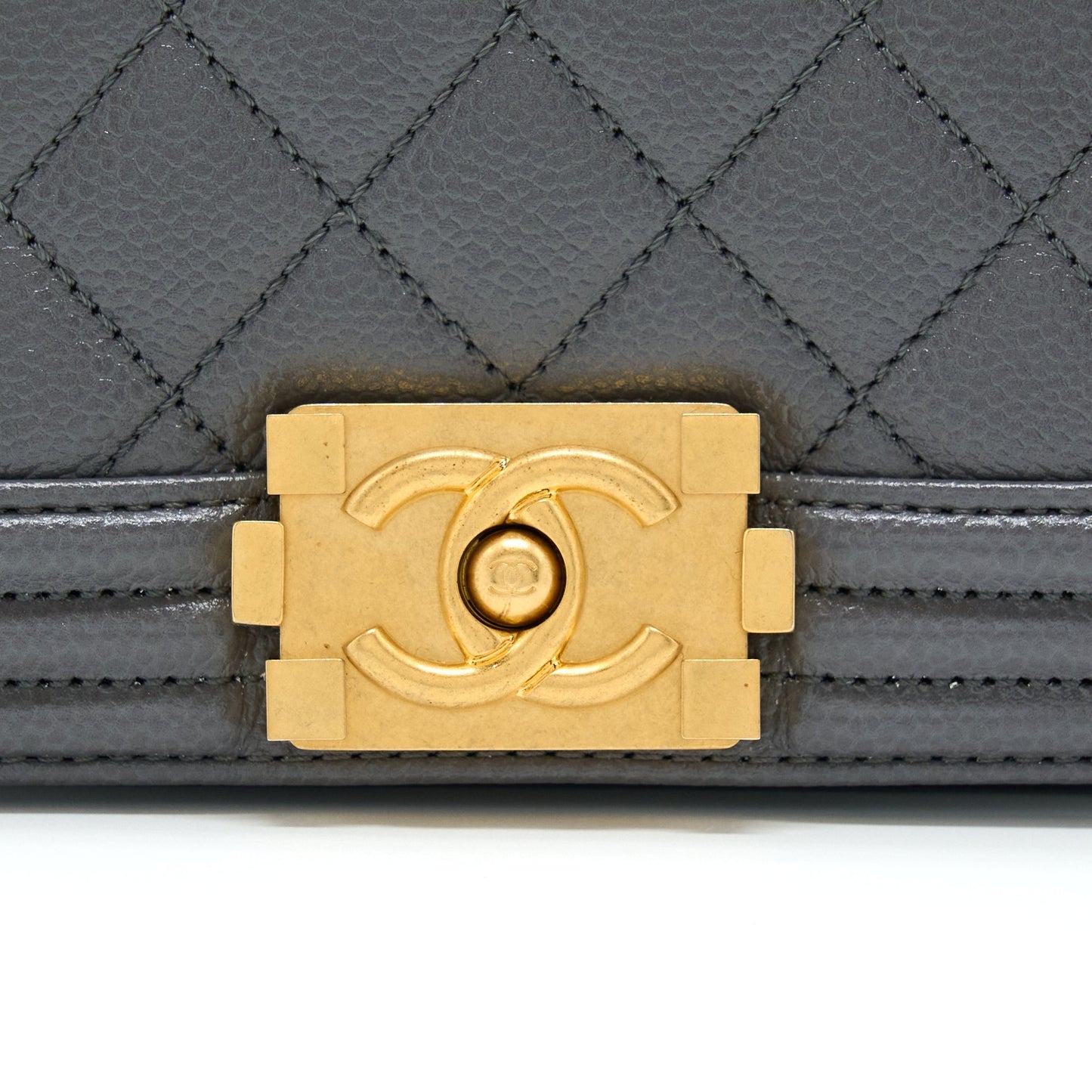 Chanel Mini Boy Bag Caviar Grey Brushed  (Microchip)