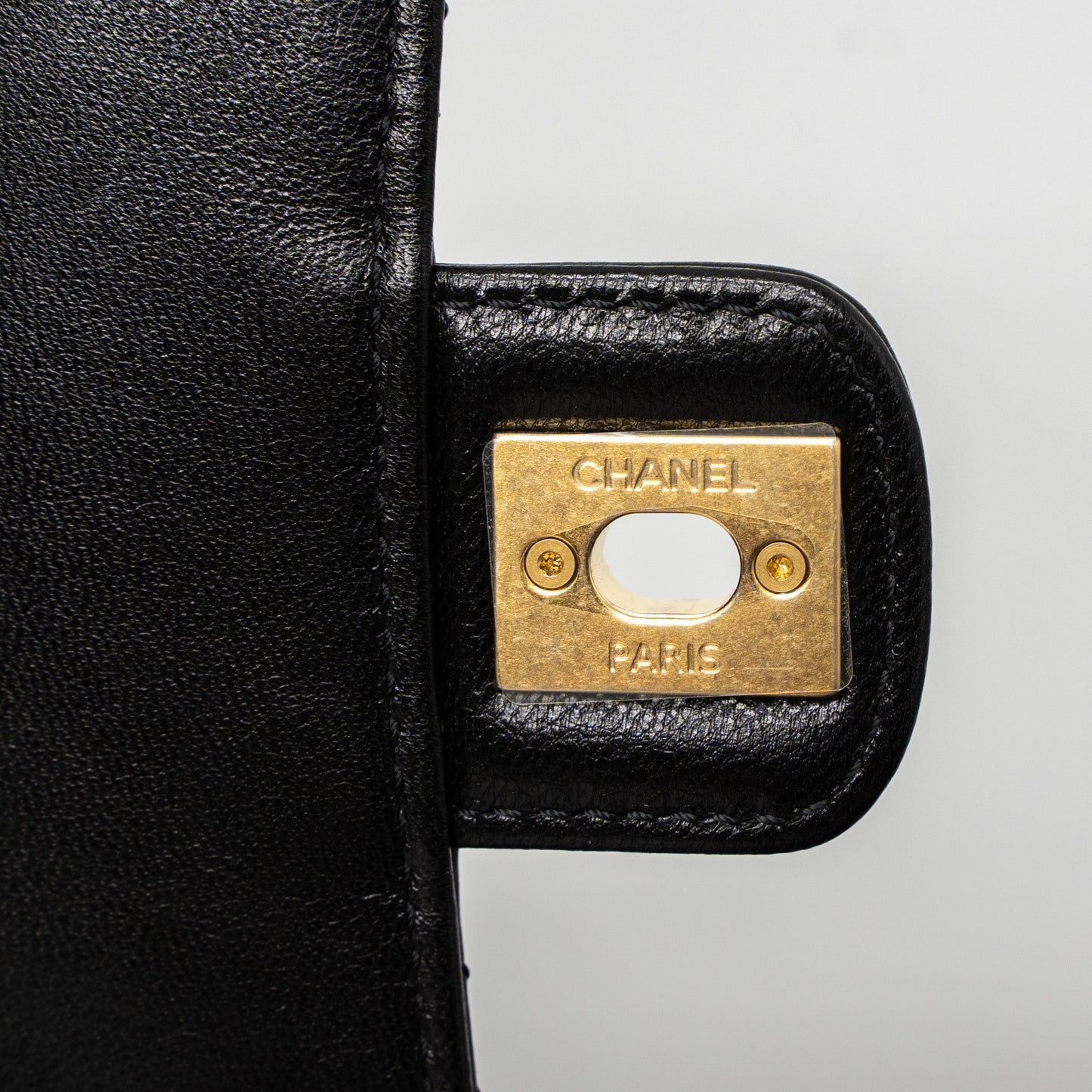 Chanel 22K Retro New Classic Square Mini Flap Bag Goatskin Black Brushed  (Microchip)