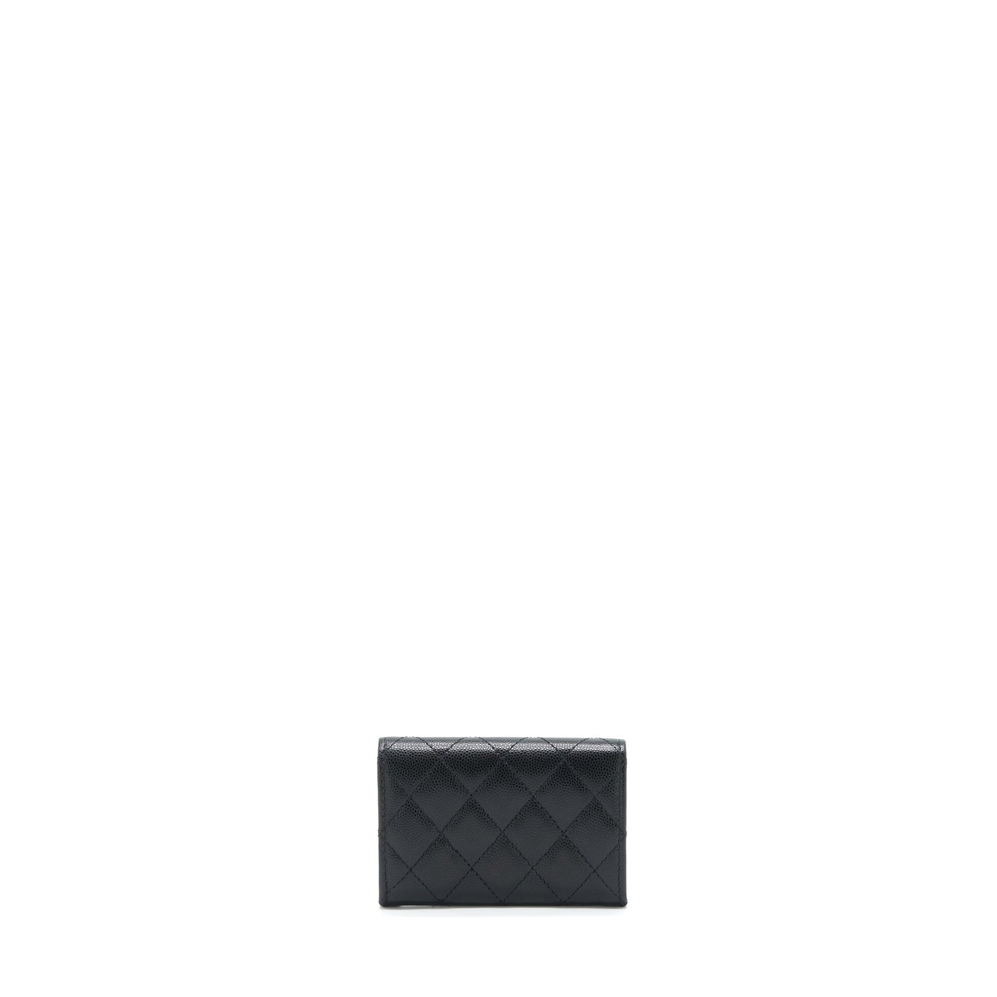 Chanel 22S Detailed Logo Mini Flap Card Holder Caviar Black L