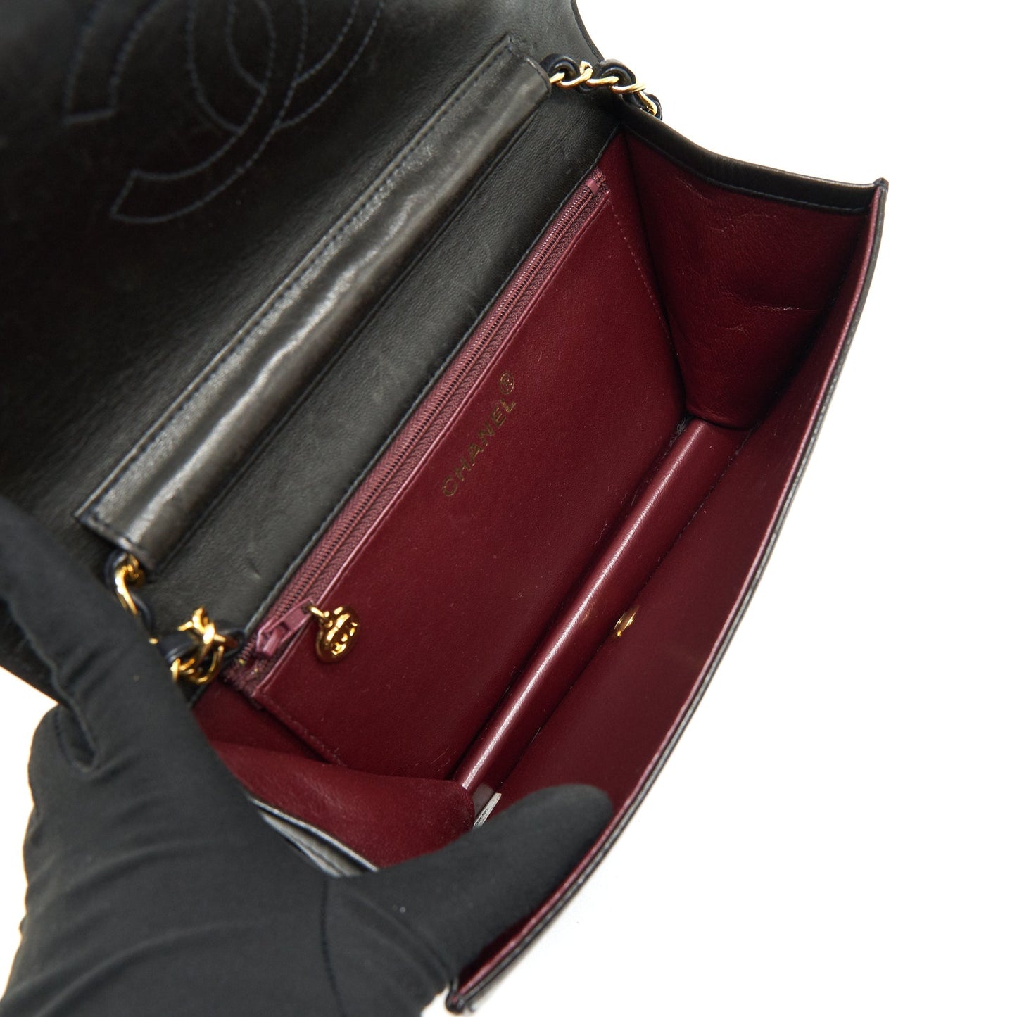 Chanel  Lambskin Flap Bag with Chain Black 24K