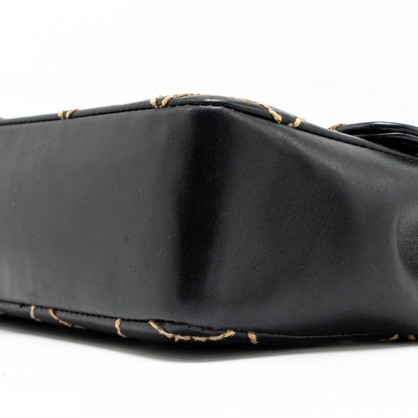 Chanel  quilted flap bag lambskin black with white stitching