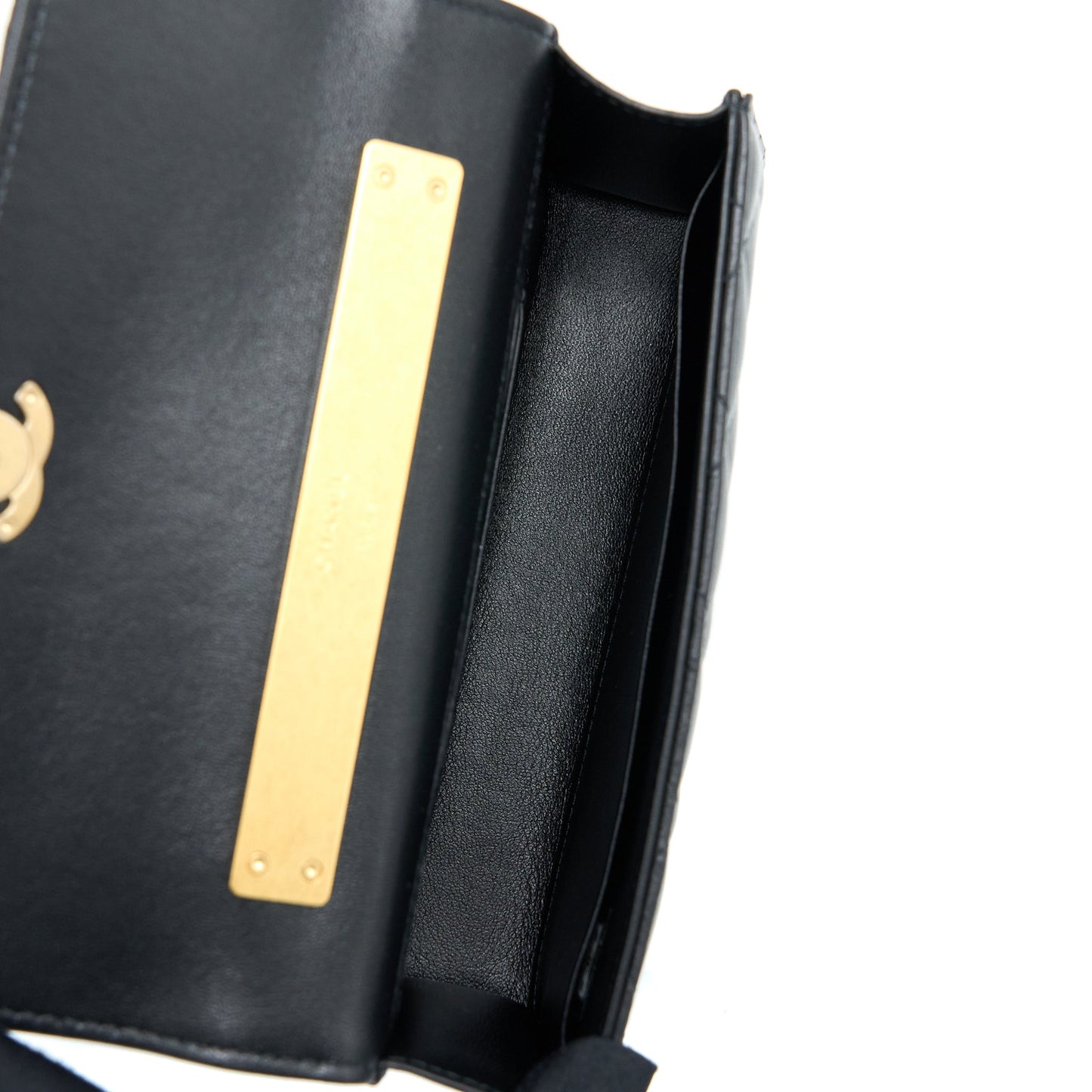 Chanel 22B Flap Bag Enamel/CC Logo Top Handle Lambskin Black Brushed