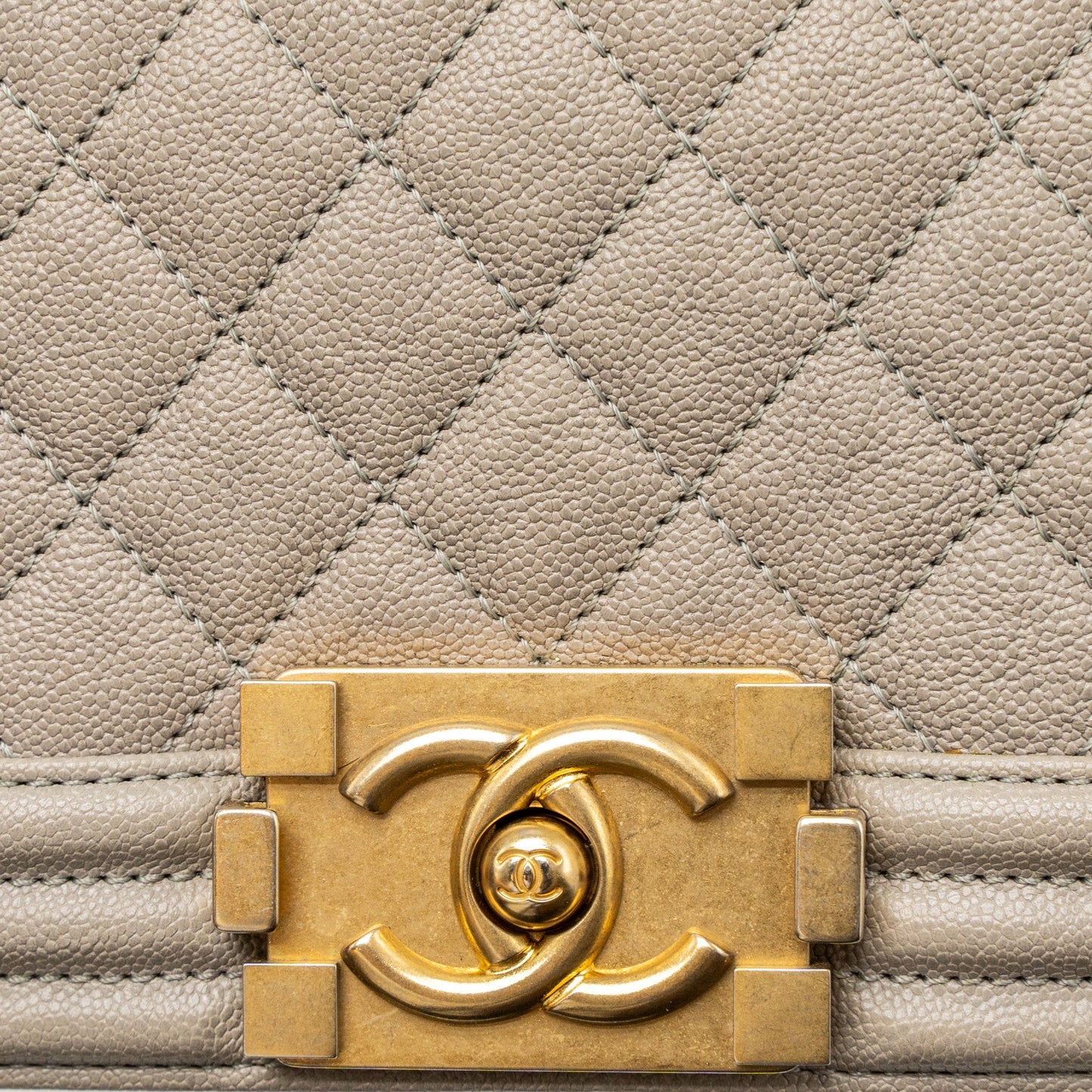 Chanel Small Boy Bag Caviar Light Grey