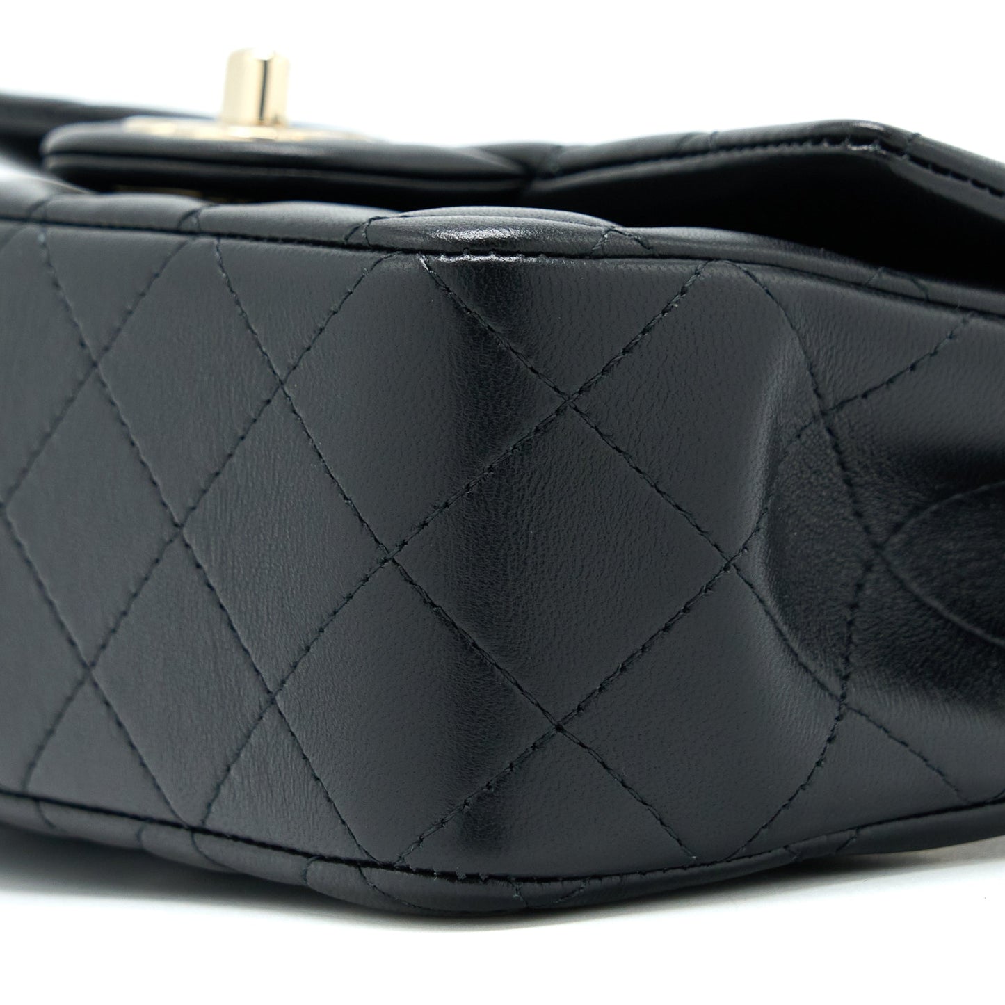 Chanel 22A Top Handle Mini Rectangular Flap Bag Lambskin Black  (Microchip)