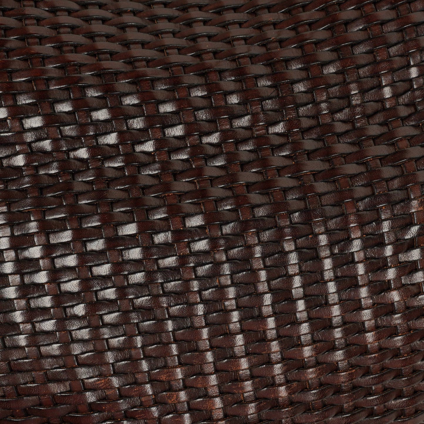Gucci Brown Woven Leather Bamboo Top Handle Bag