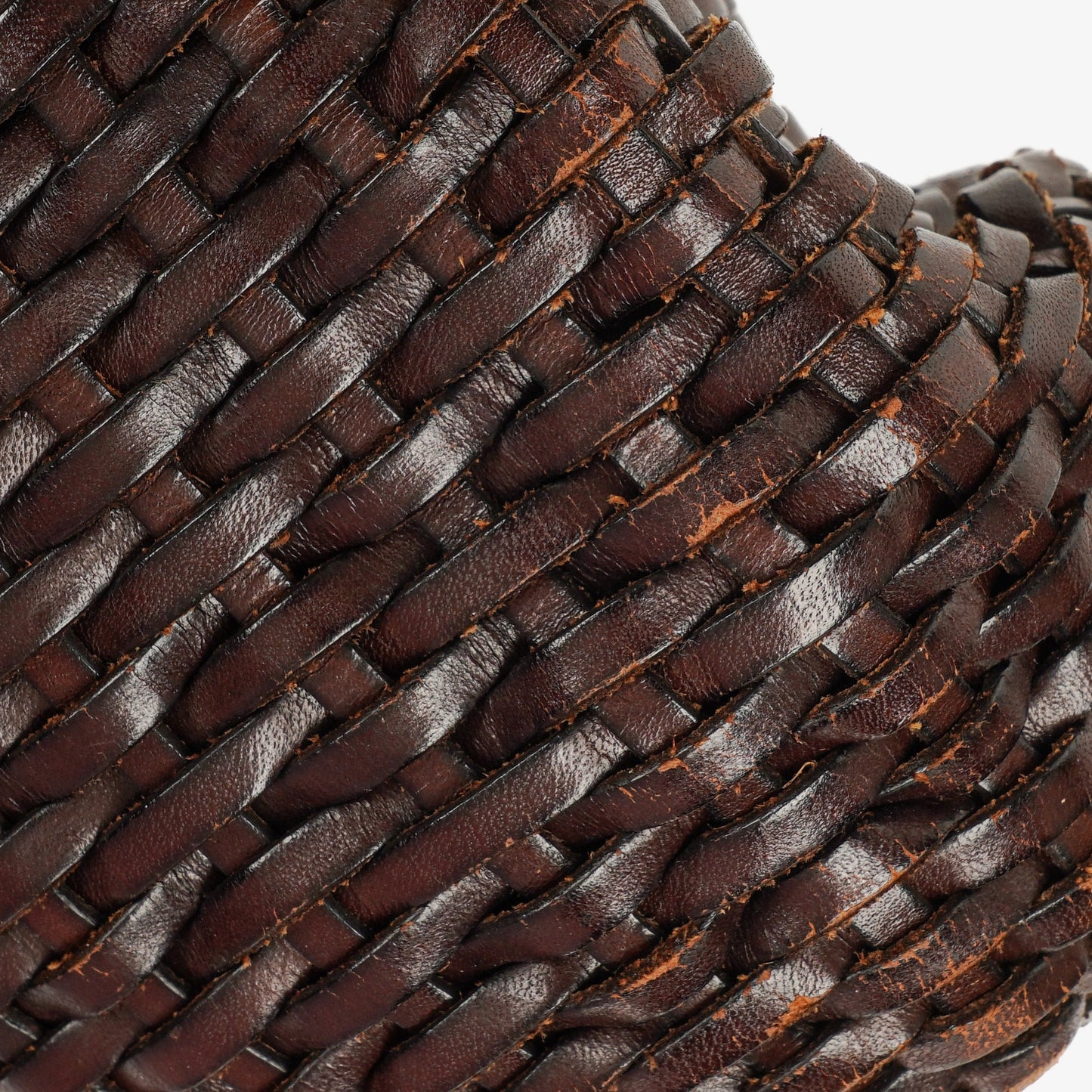 Gucci Brown Woven Leather Bamboo Top Handle Bag