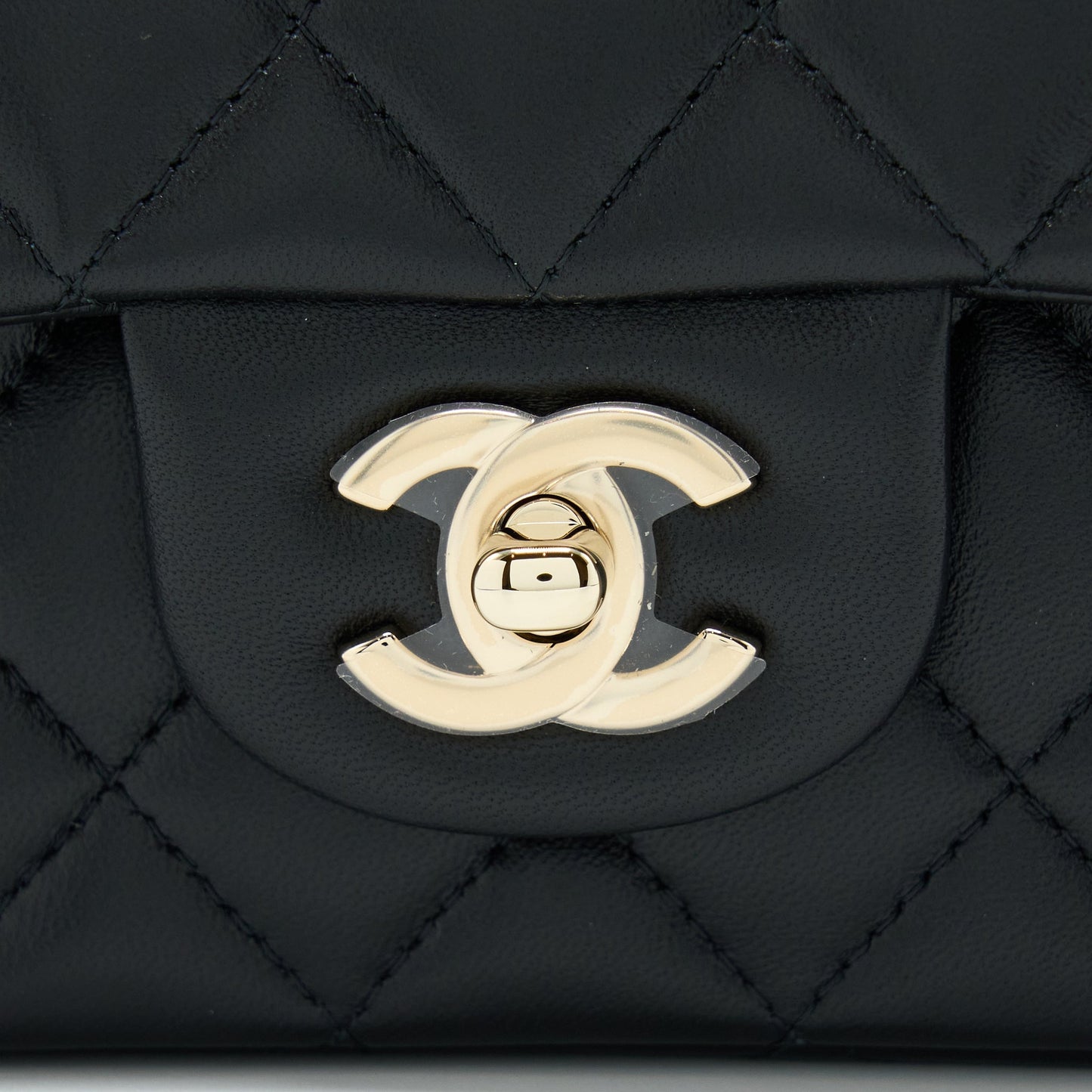 Chanel 22A Top Handle Mini Rectangular Flap Bag Lambskin Black  (Microchip)