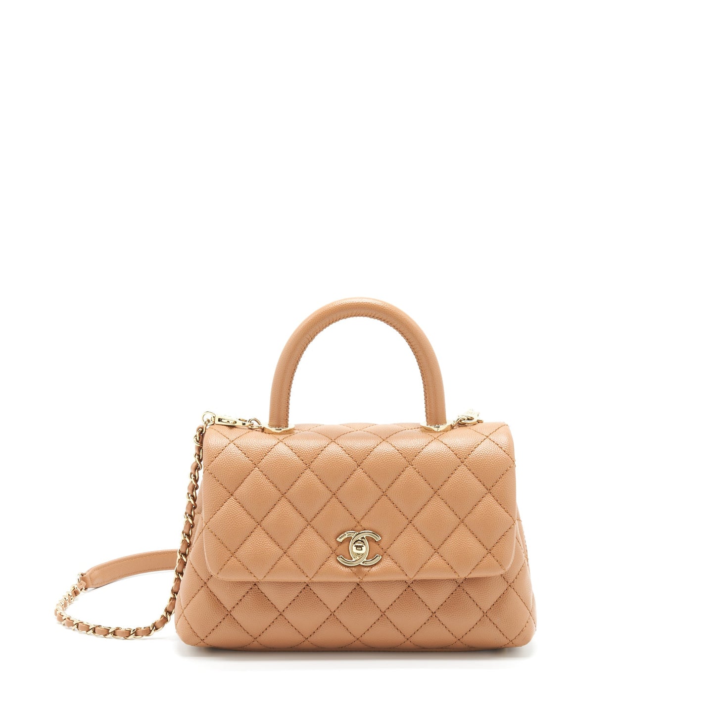 Chanel 21P Small Coco Handle Caviar NB356 Caramel L