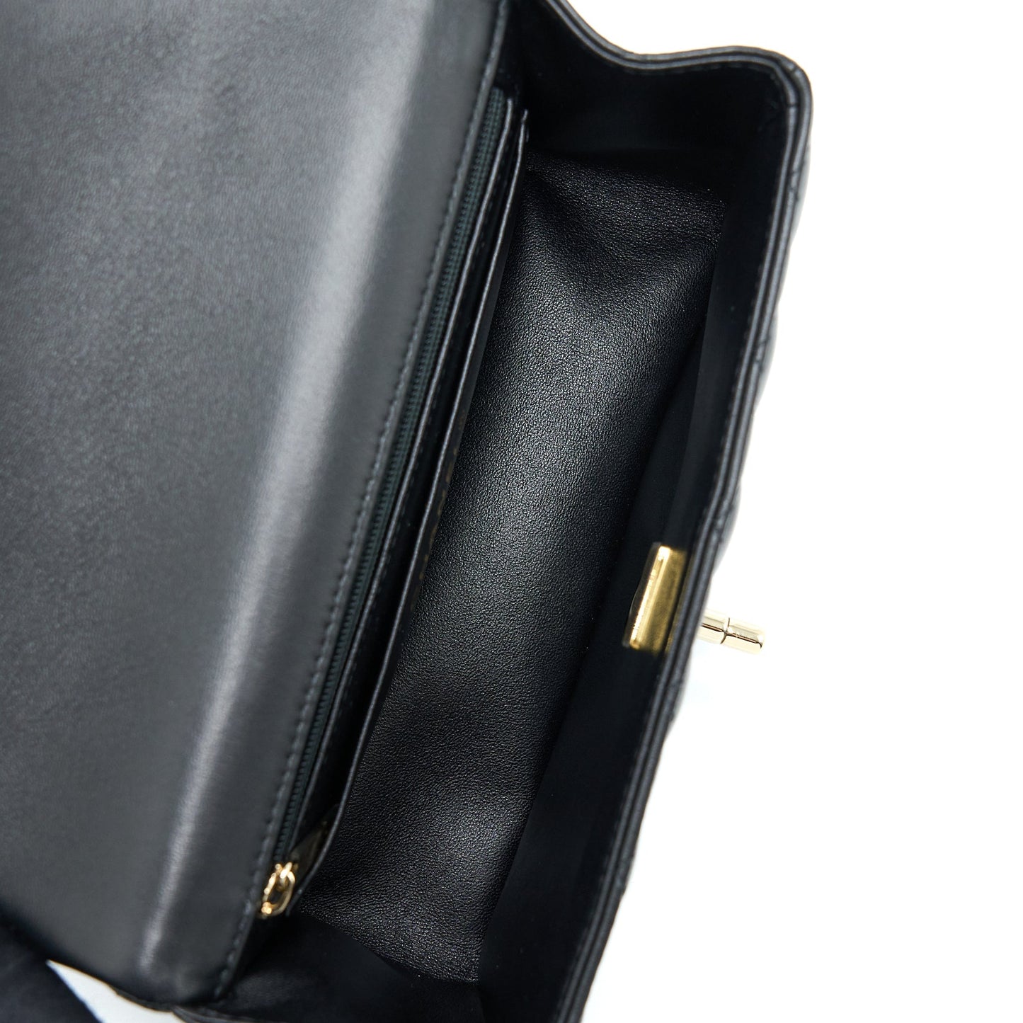 Chanel 22A Top Handle Mini Rectangular Flap Bag Lambskin Black  (Microchip)