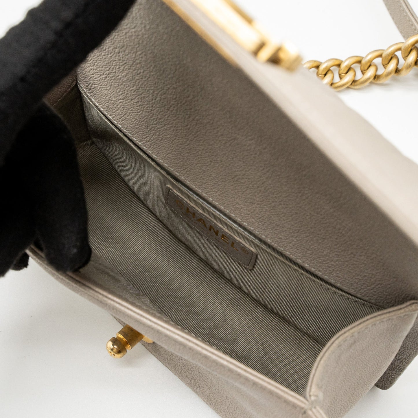 Chanel Small Boy Bag Caviar Light Grey