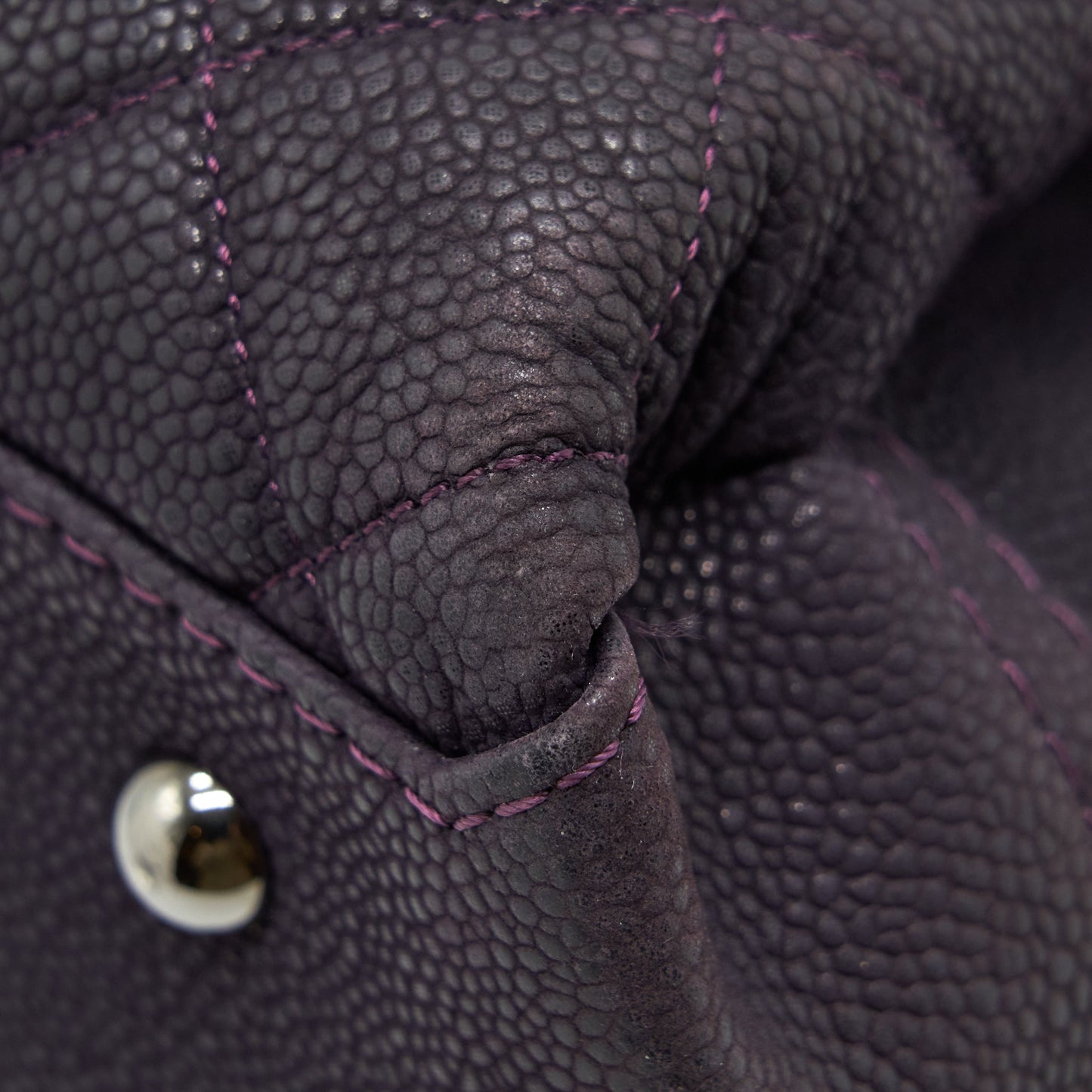 Chanel Flap Tote Bag With Chain Grained Calfskin Dark Purple