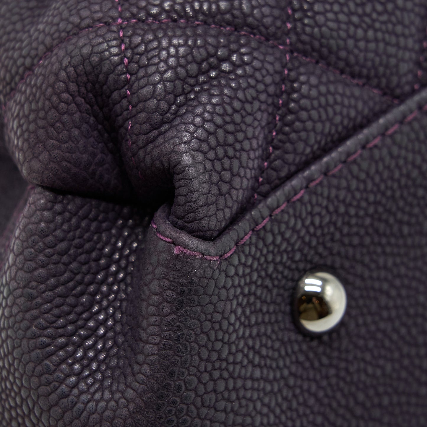Chanel Flap Tote Bag With Chain Grained Calfskin Dark Purple