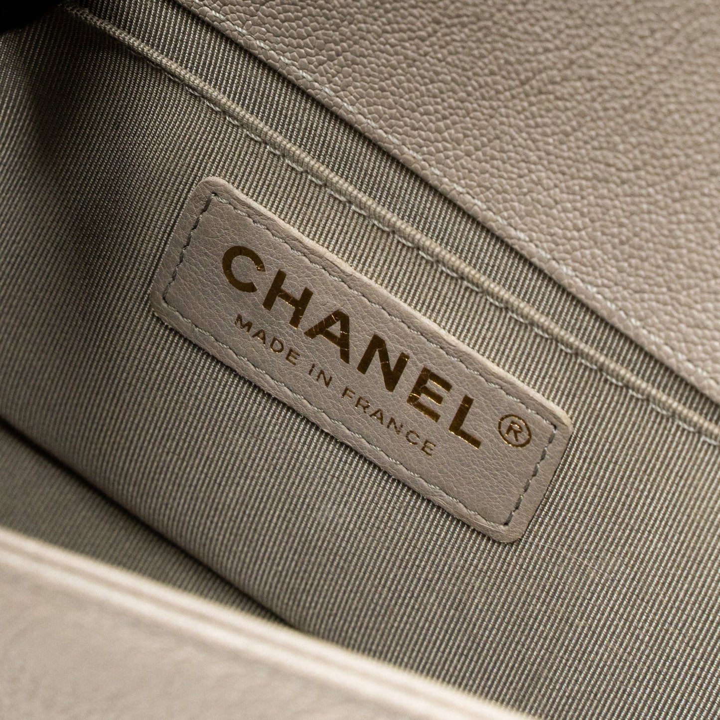 Chanel Small Boy Bag Caviar Light Grey