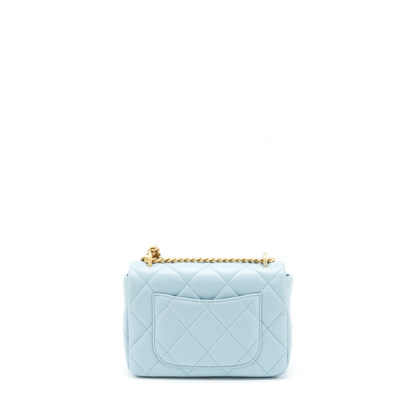 Chanel 22P Seasonal Mini Square Flap Bag Lambskin Light Blue