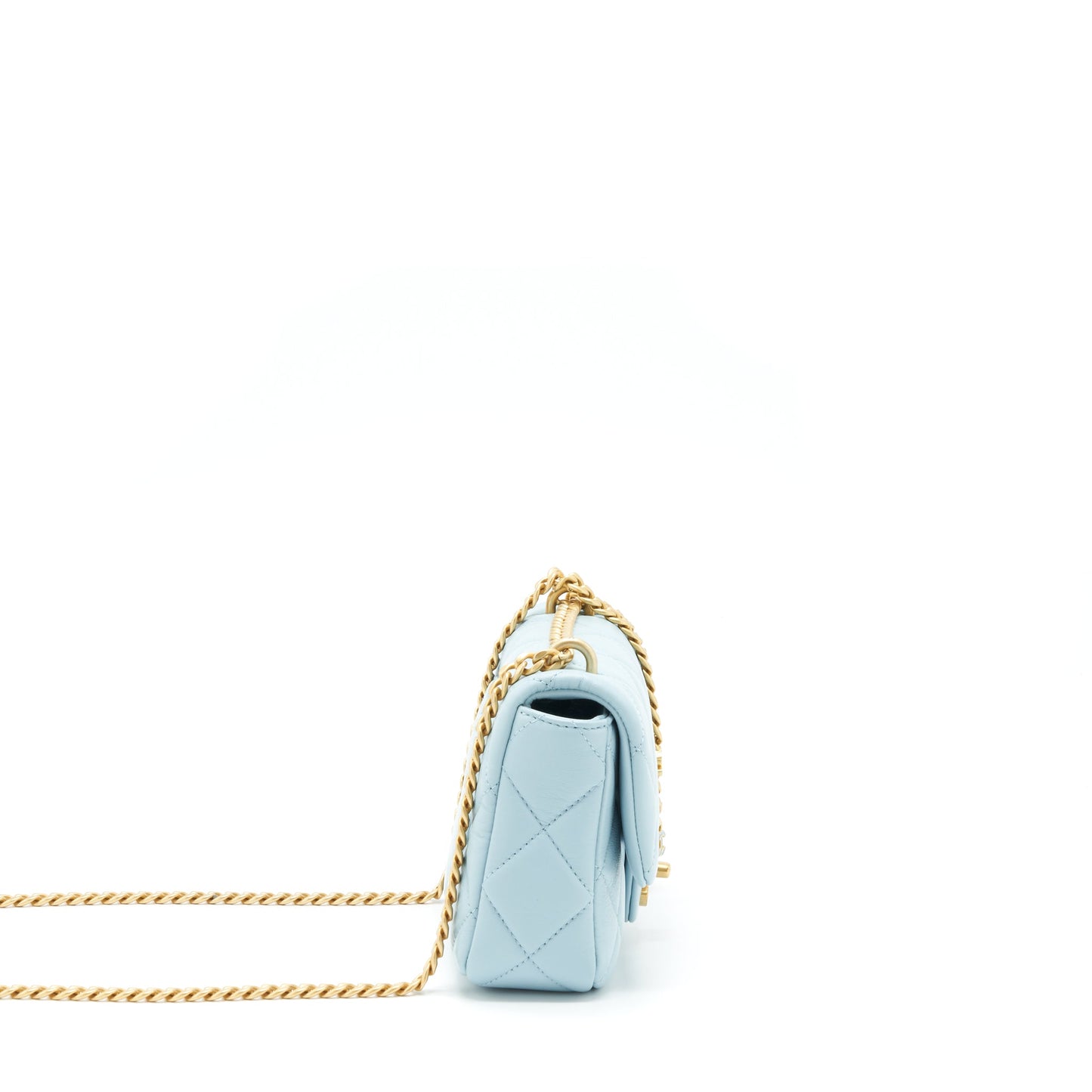 Chanel 22P Seasonal Mini Square Flap Bag Lambskin Light Blue