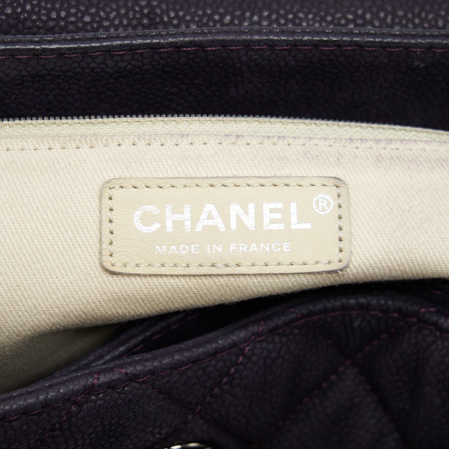 Chanel Flap Tote Bag With Chain Grained Calfskin Dark Purple