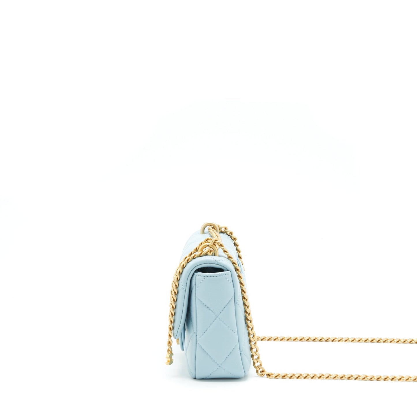 Chanel 22P Seasonal Mini Square Flap Bag Lambskin Light Blue