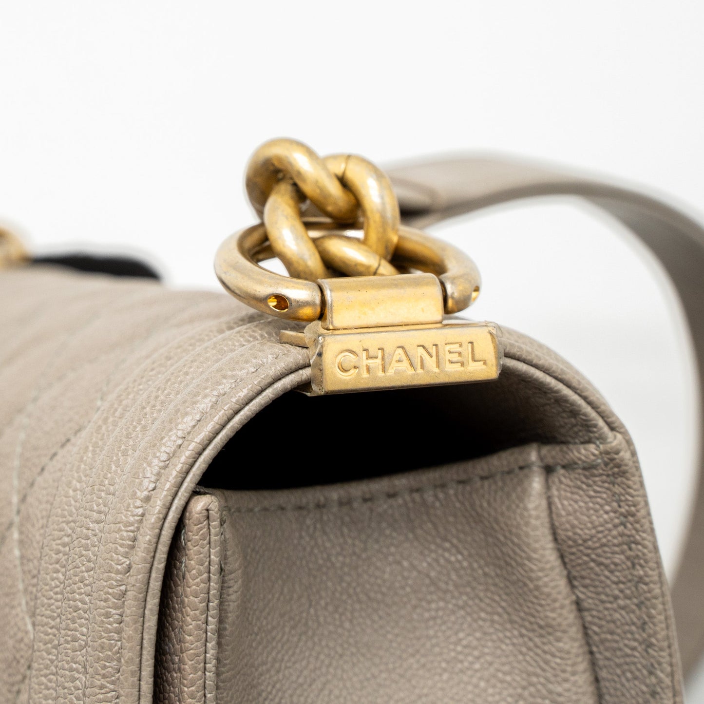 Chanel Small Boy Bag Caviar Light Grey