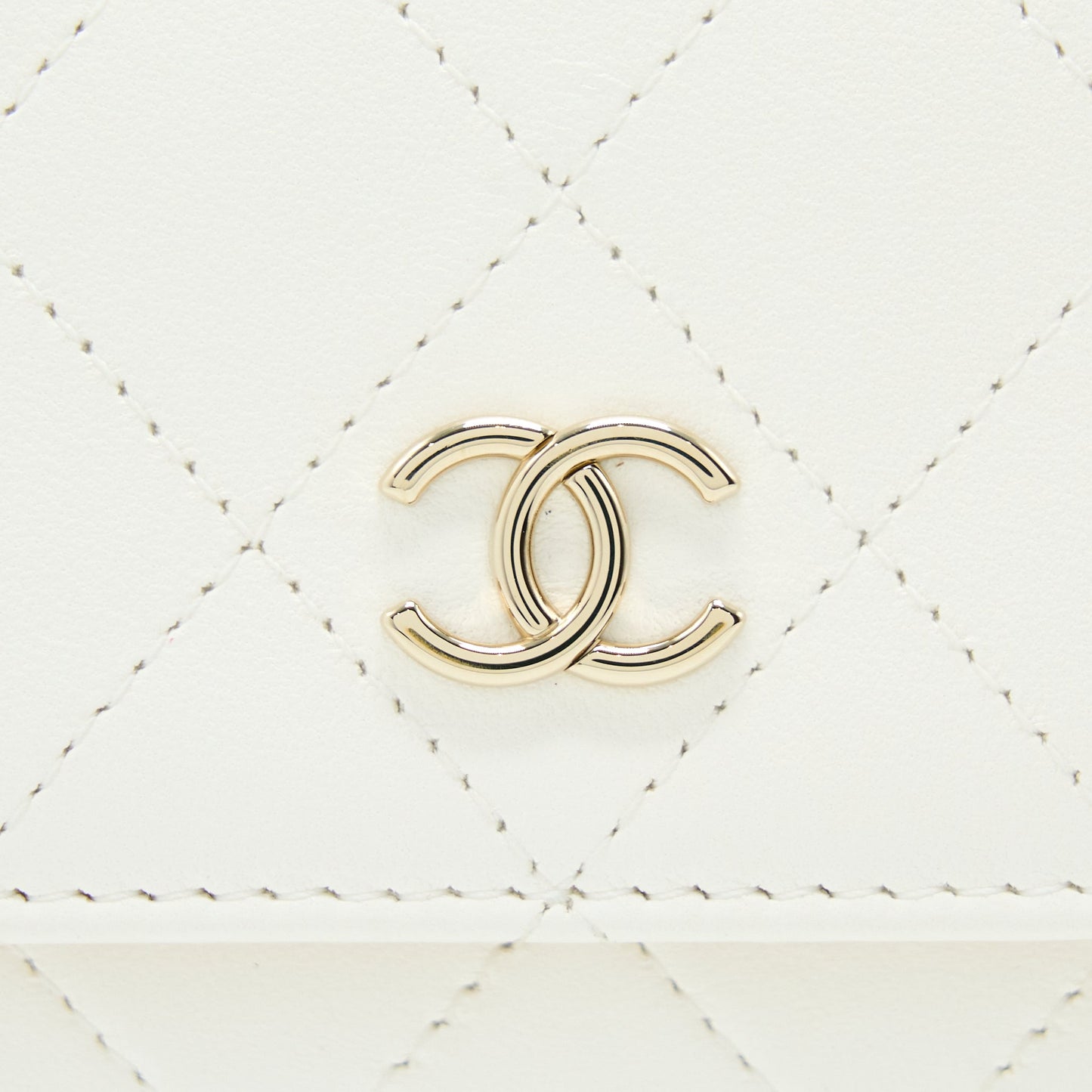 Chanel Rectangular Mini Flap Phone Case Bag Quilted Lambskin White L (Microchip)