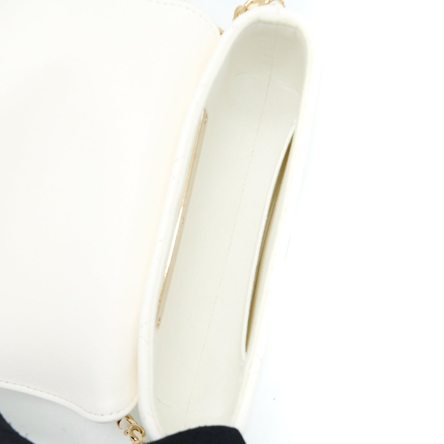 Chanel Rectangular Mini Flap Phone Case Bag Quilted Lambskin White L (Microchip)