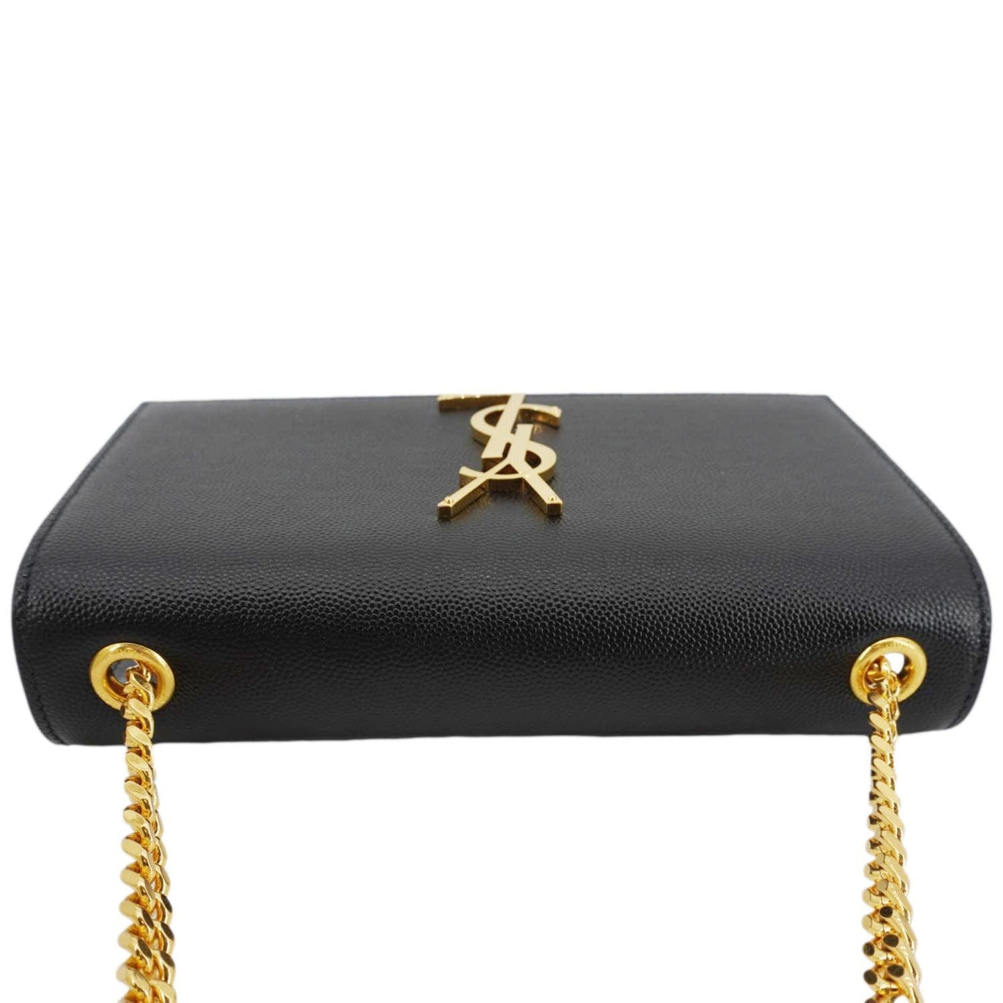 YVES SAINT LAURENT Kate Grain De Poudre Leather Chain Crossbody Bag Black
