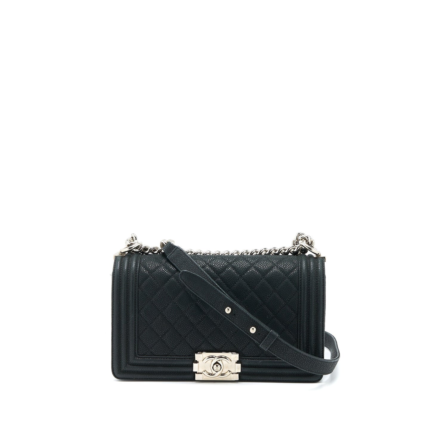 Chanel Medium Boy Bag Grained Calfskin Black
