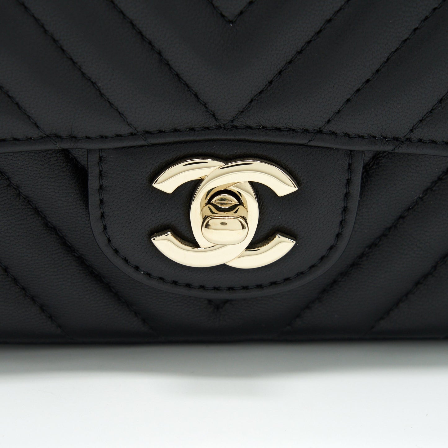 Chanel Mini Square Chevron Flap Bag Black L