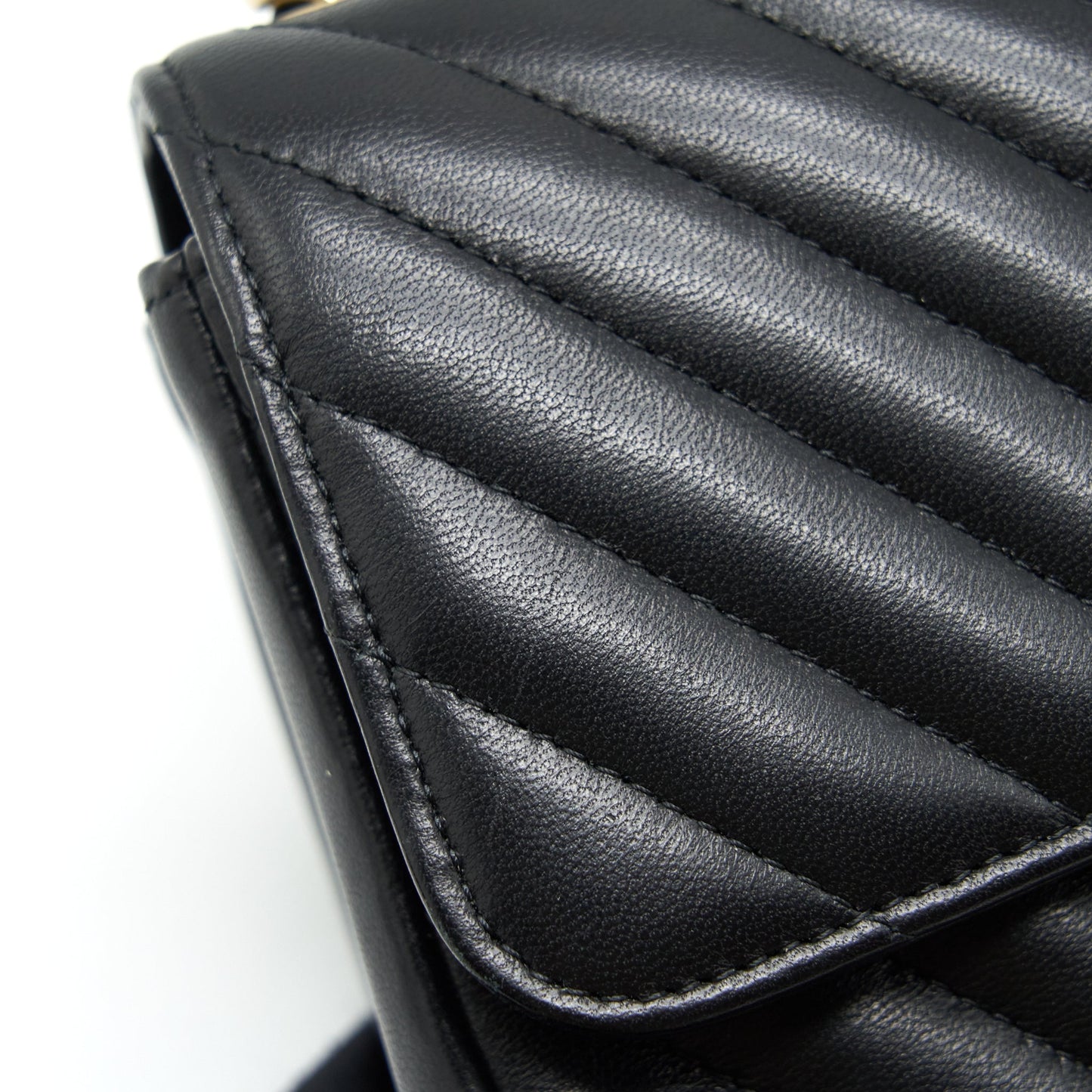 Chanel Mini Square Chevron Flap Bag Black L