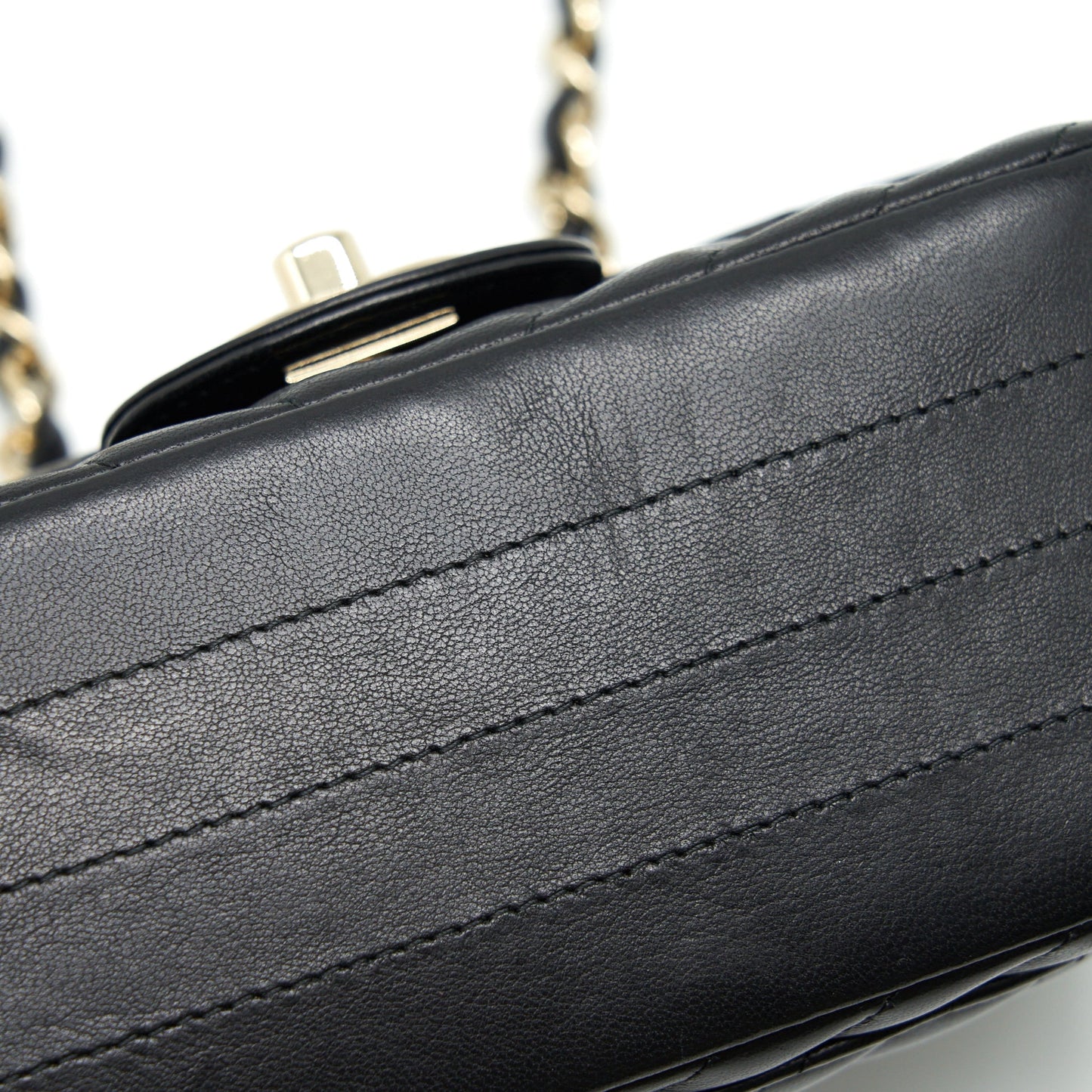 Chanel Mini Square Chevron Flap Bag Black L