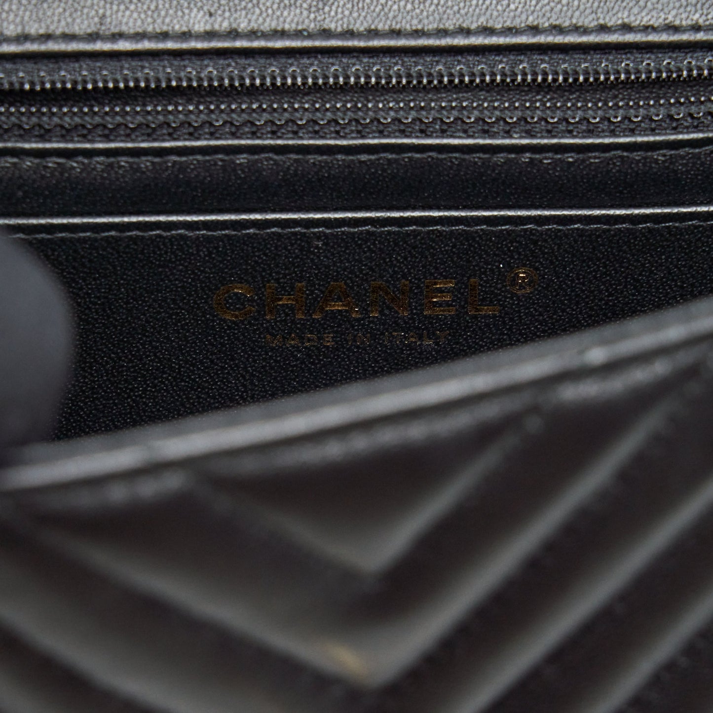 Chanel Mini Square Chevron Flap Bag Black L