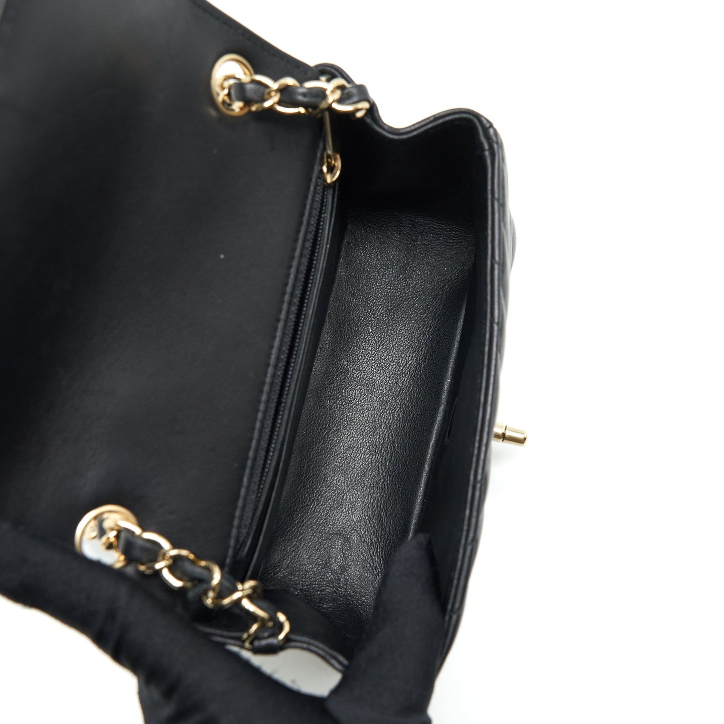 Chanel Mini Square Chevron Flap Bag Black L